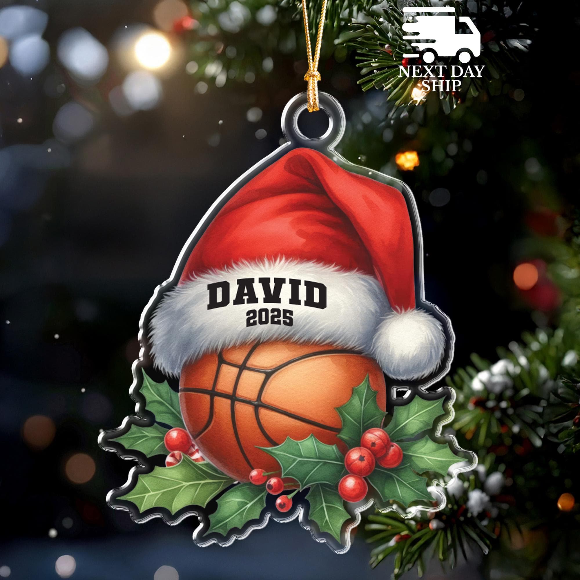 Basketball Christmas Ornament, Basketball Player And Coach Gift, Athlete Holiday Gift, Custom Name Sports Holiday Tree Decoration - image 4