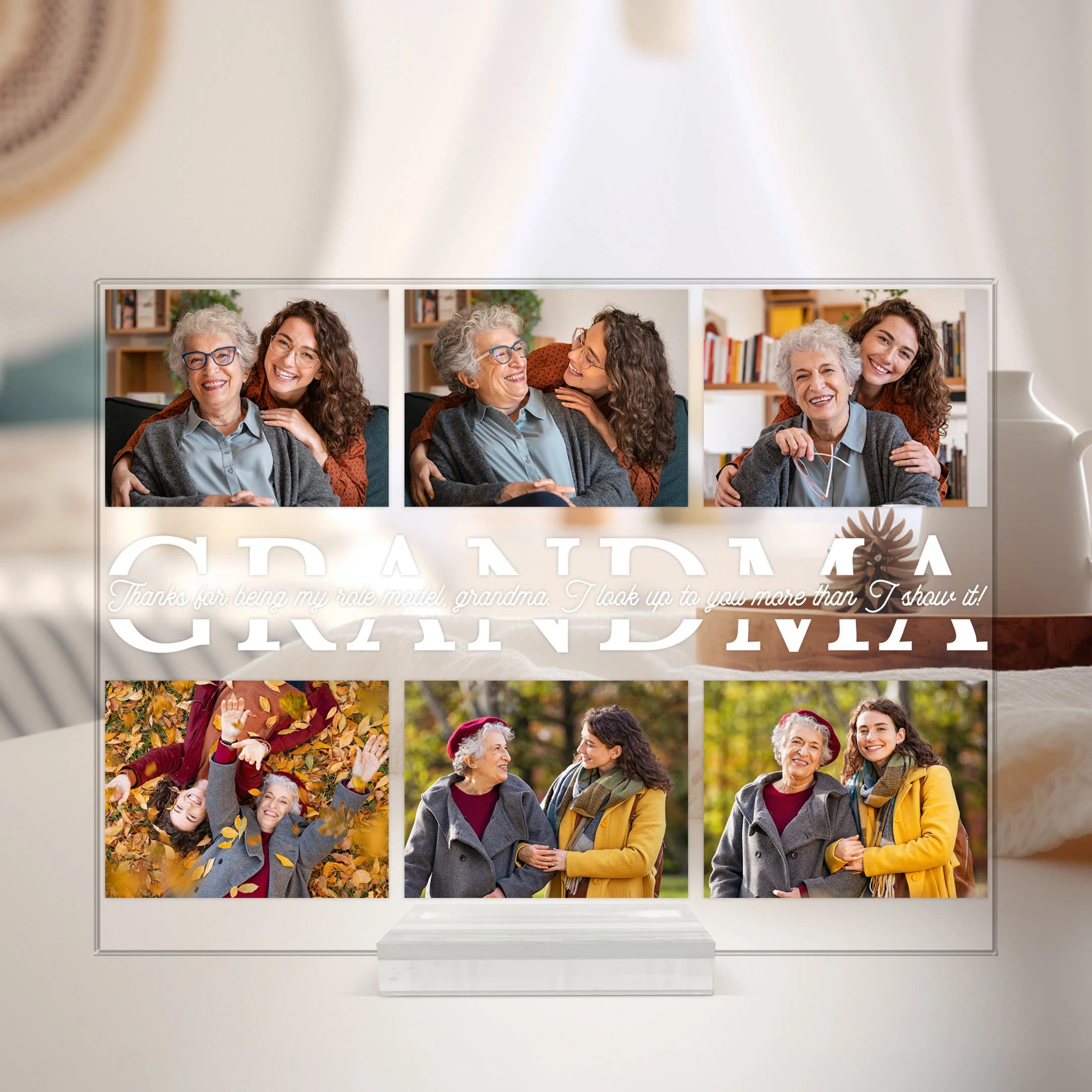 Grandma Picture Display, Gift For Grandma, Custom Picture Collage Plaque, Gift For Mom, Memorial Gift, Birthday Gift, Personalized Text Sign - image 3
