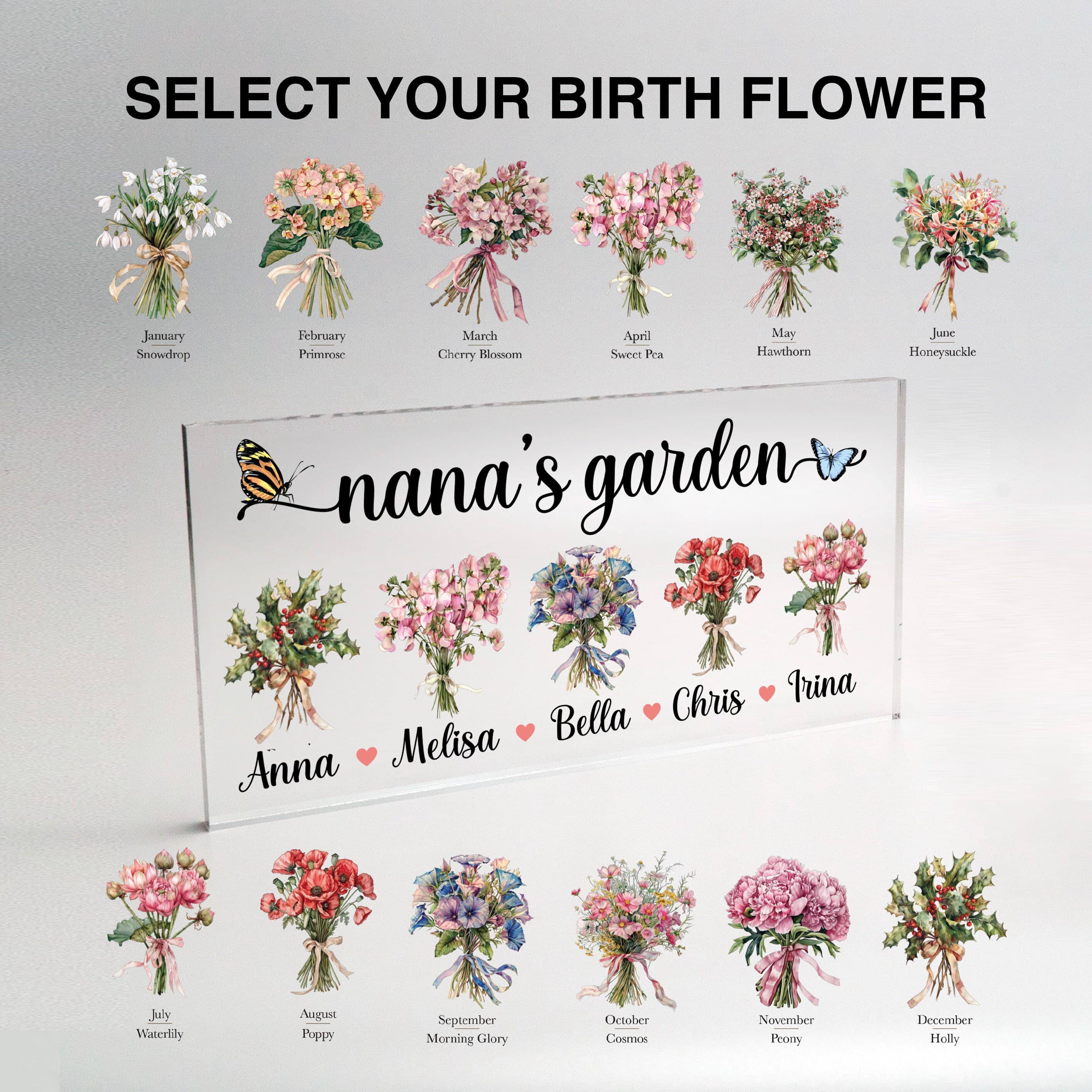 Custom Birthflower Acrylic Sign for Nana, Mothers Day Gifts, Gift for Grandma, Grandkids Name Sign, Gift for Her, Mamas Garden, Gift for Mom - image 3