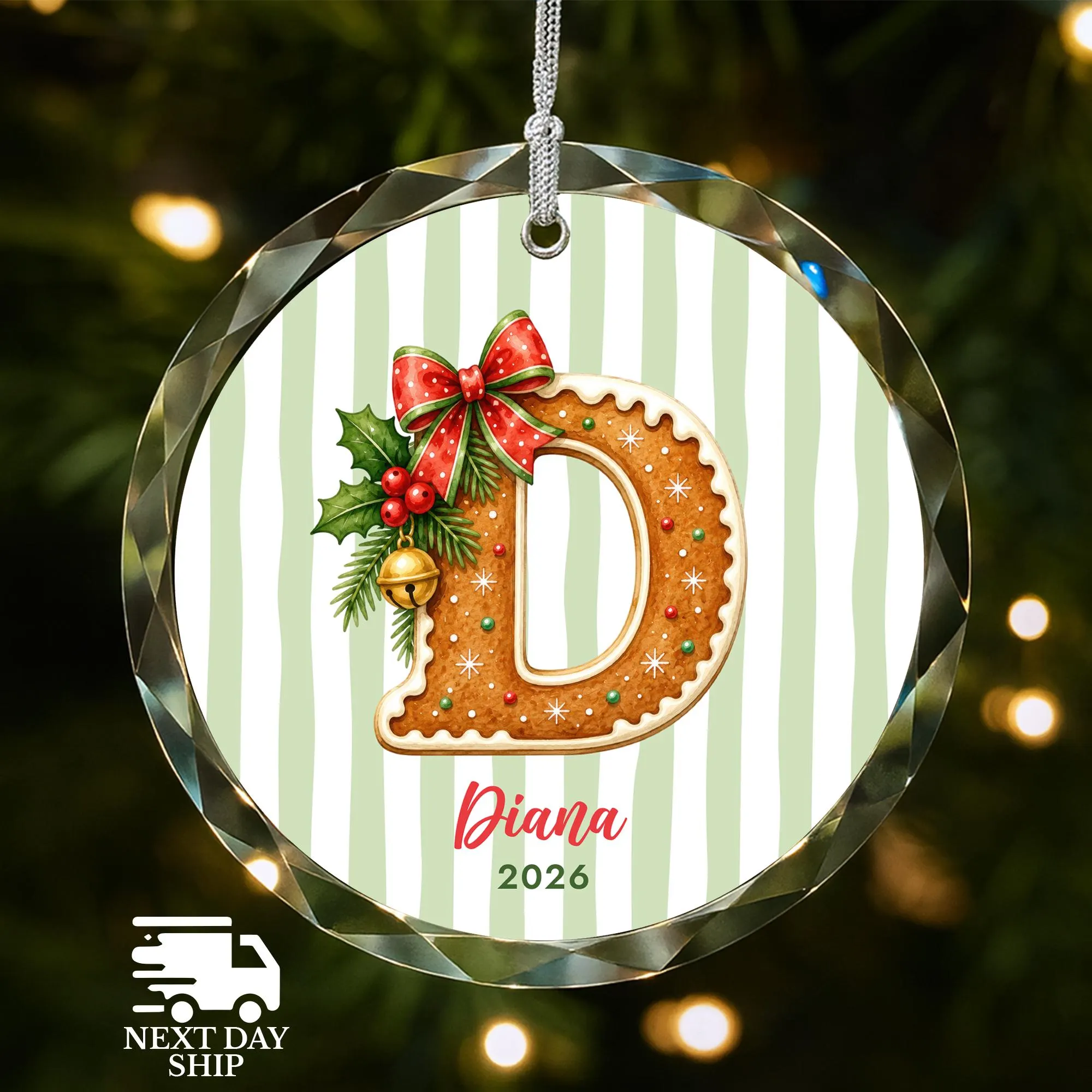 Custom Initial Letter With Name Keepsake,Gift for Girl Daughter Granddaughter Niece, Christmas Keepsake,Personalized Name Christmas Ornament