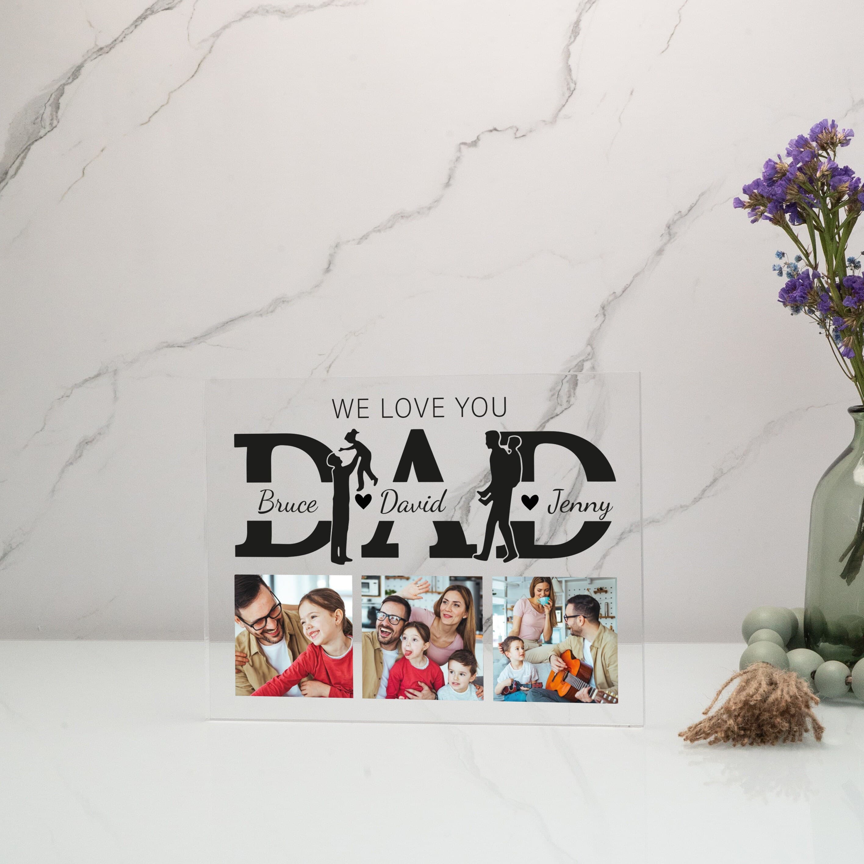 Personalized Dad Sign with Pictures and Kids Names, Fathers Day Gifts, Custom Photo Dad Plaque, Acrylic Desk Block, Dads Office Decor - image 4