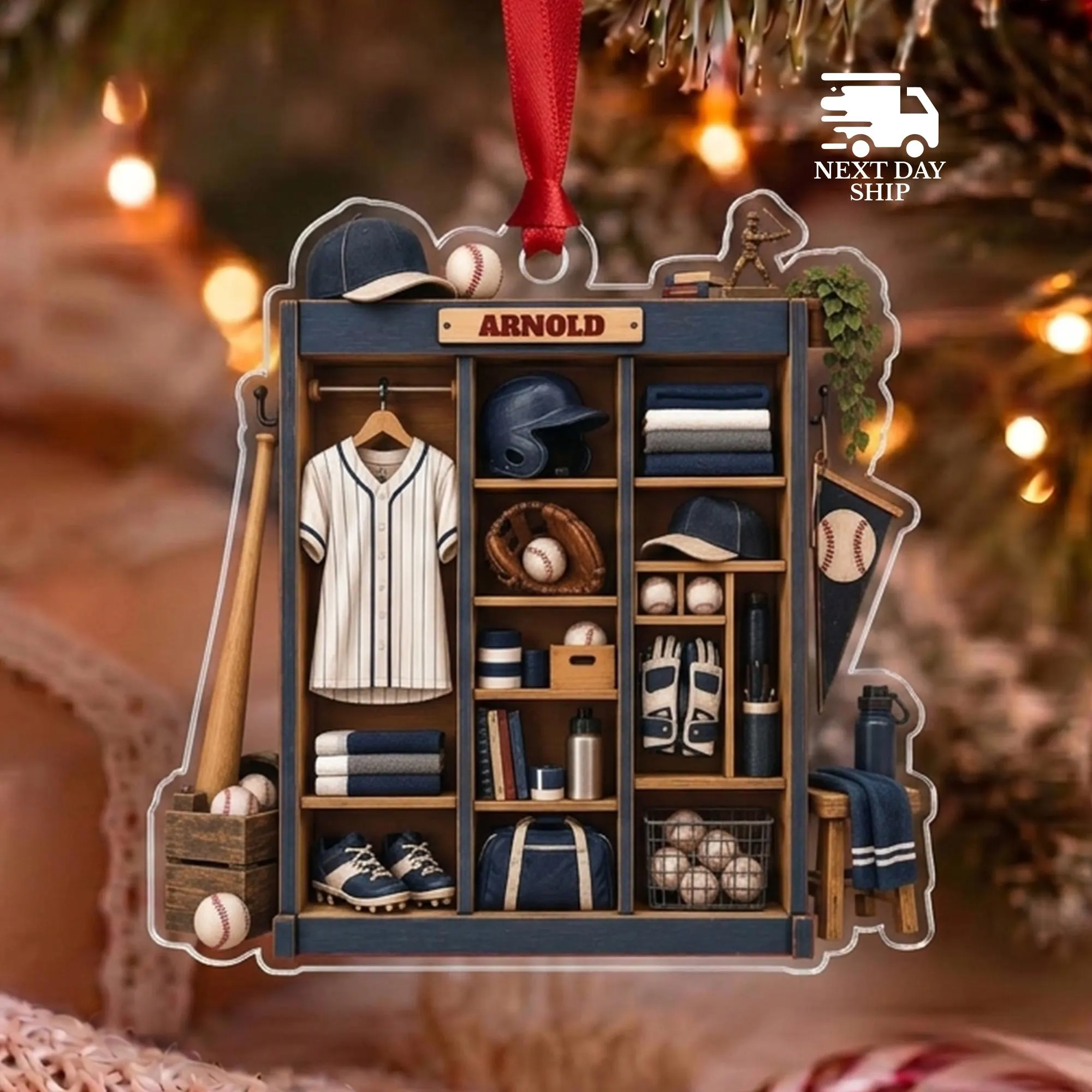 Baseball Equipment and Sports Locker Ornament, Personalized Baseball Christmas Ornament, Custom Sports Gift, Athlete Gift, Baseball Fan Gift - image 4