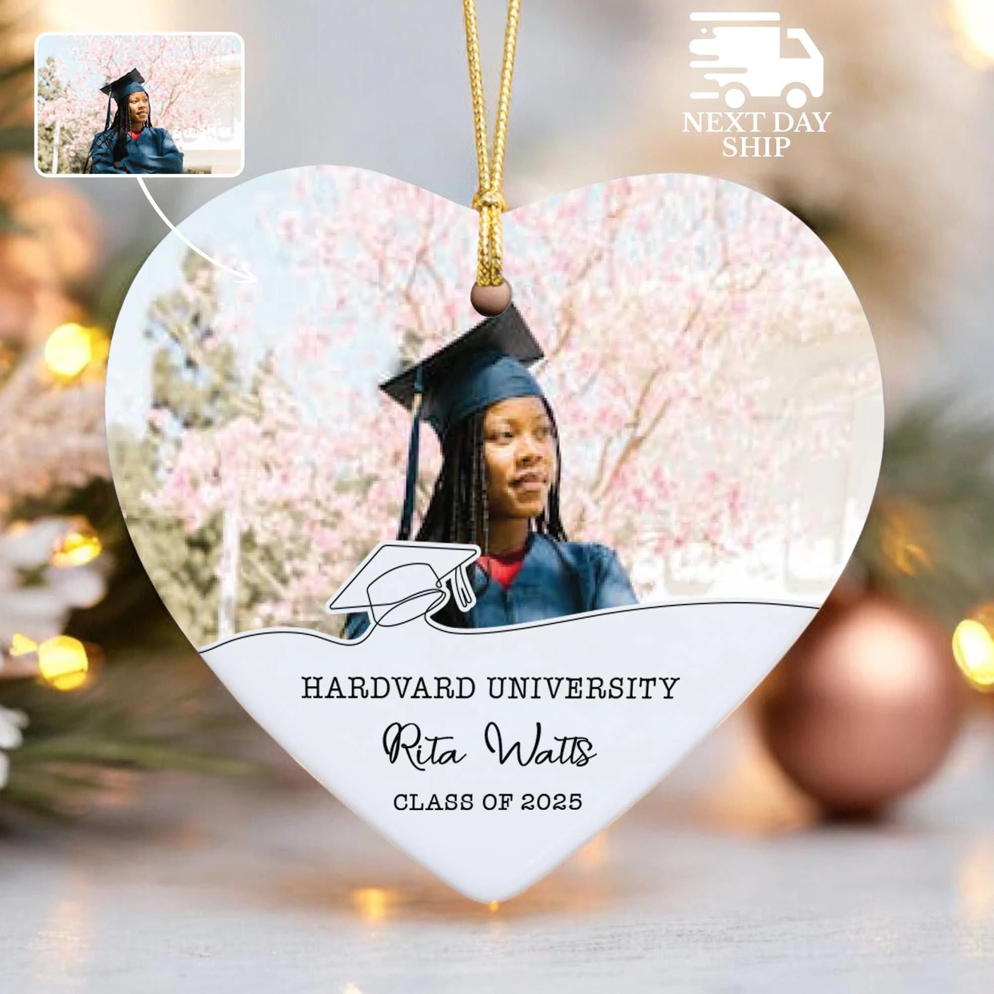 Graduation Photo Ornament, Class of 2026 Picture Keepsake, Personalized University and Student Name Ornament, Senior Graduation Christmas - image 3