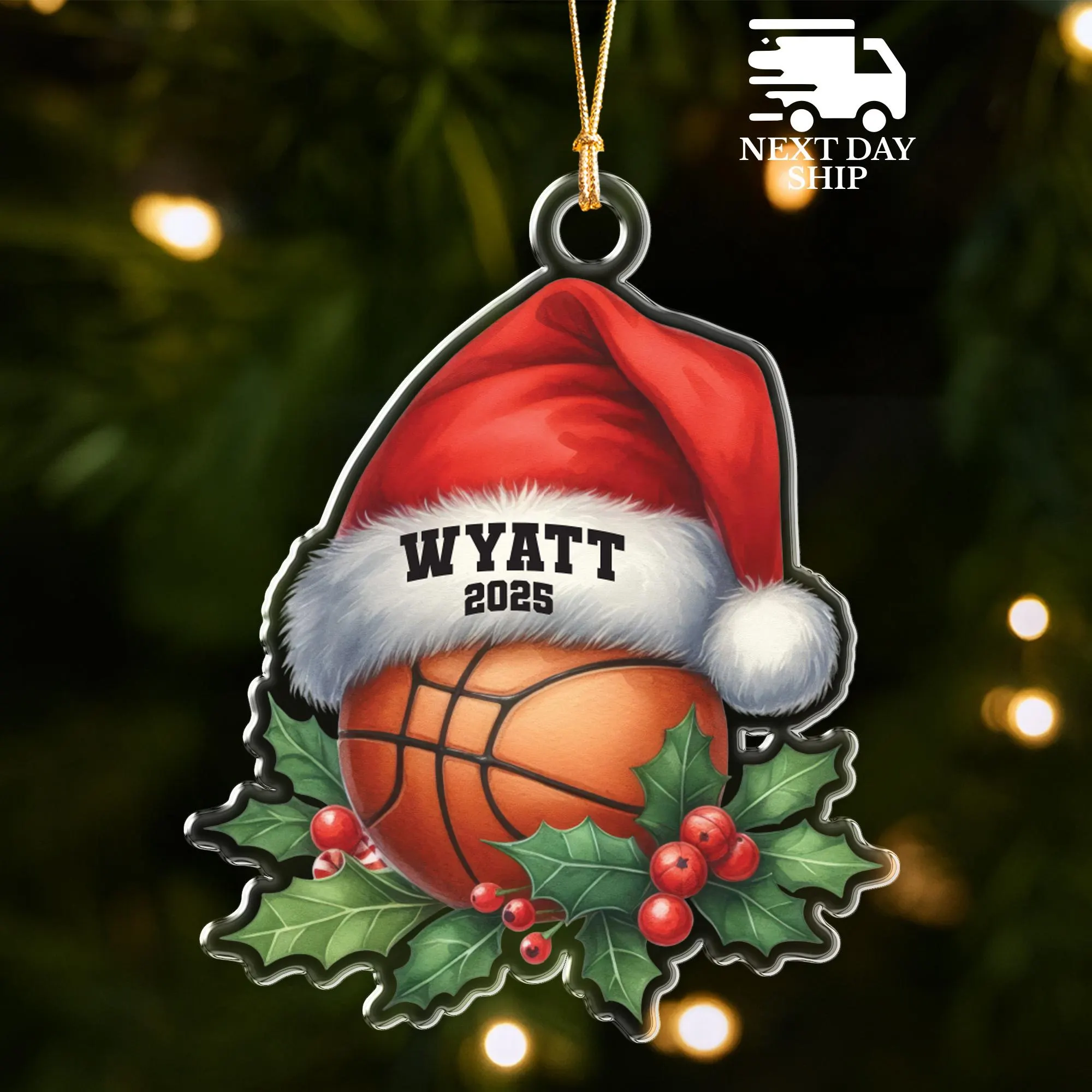 Basketball Christmas Ornament, Basketball Player And Coach Gift, Athlete Holiday Gift, Custom Name Sports Holiday Tree Decoration - image 5