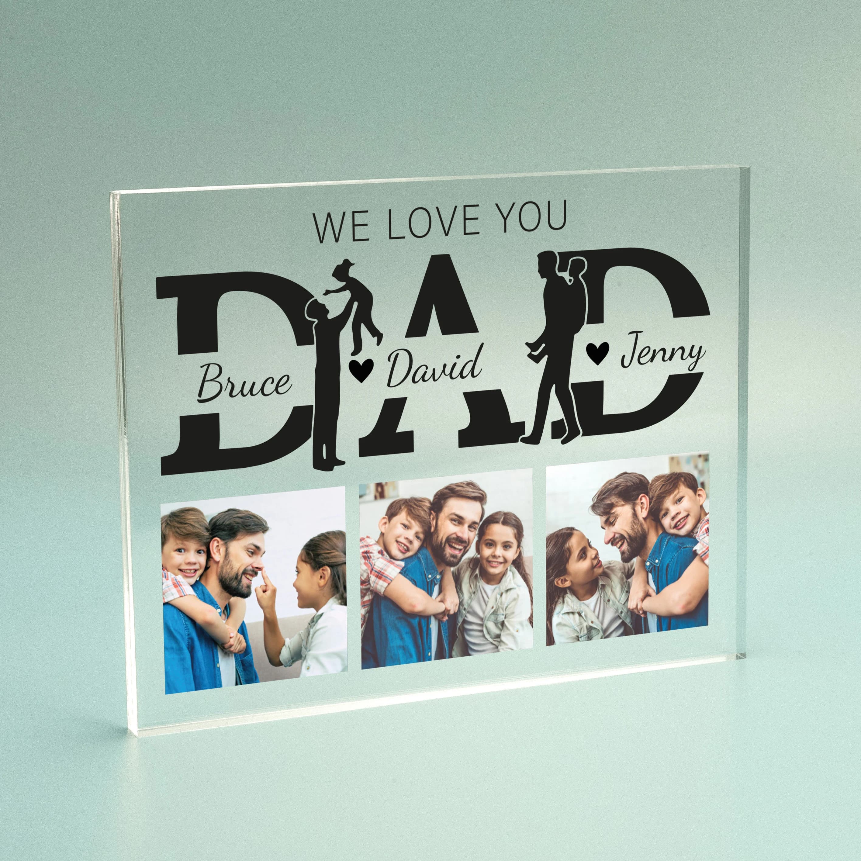 Personalized Dad Sign with Pictures and Kids Names, Fathers Day Gifts, Custom Photo Dad Plaque, Acrylic Desk Block, Dads Office Decor - image 5