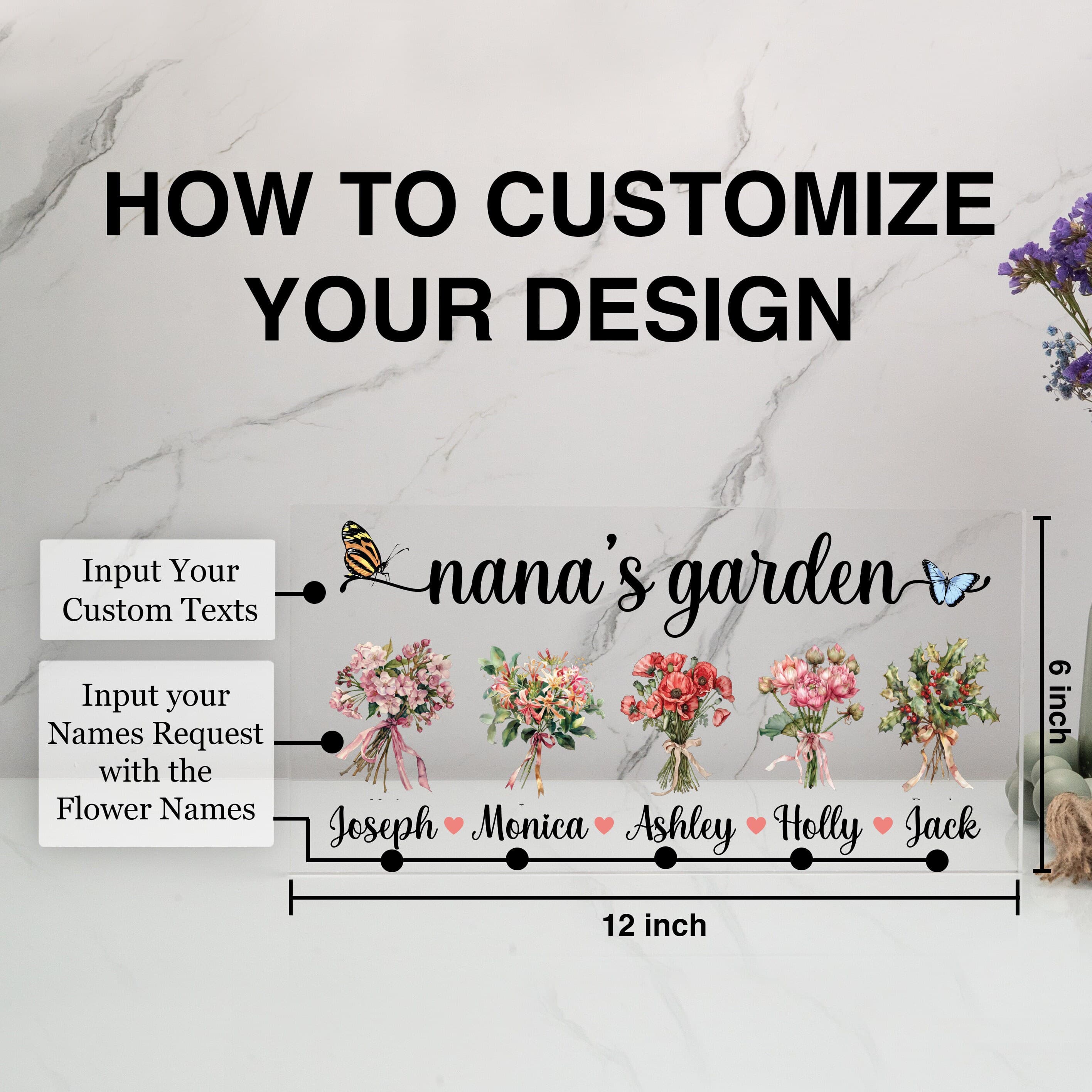 Custom Birthflower Acrylic Sign for Nana, Mothers Day Gifts, Gift for Grandma, Grandkids Name Sign, Gift for Her, Mamas Garden, Gift for Mom - image 4