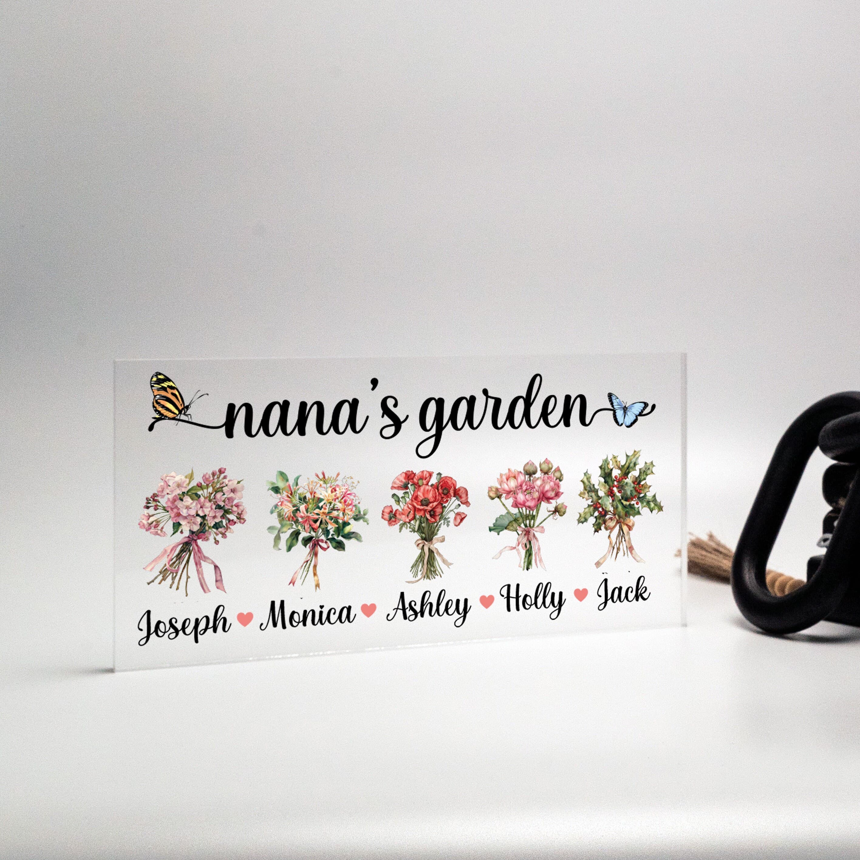 Custom Birthflower Acrylic Sign for Nana, Mothers Day Gifts, Gift for Grandma, Grandkids Name Sign, Gift for Her, Mamas Garden, Gift for Mom