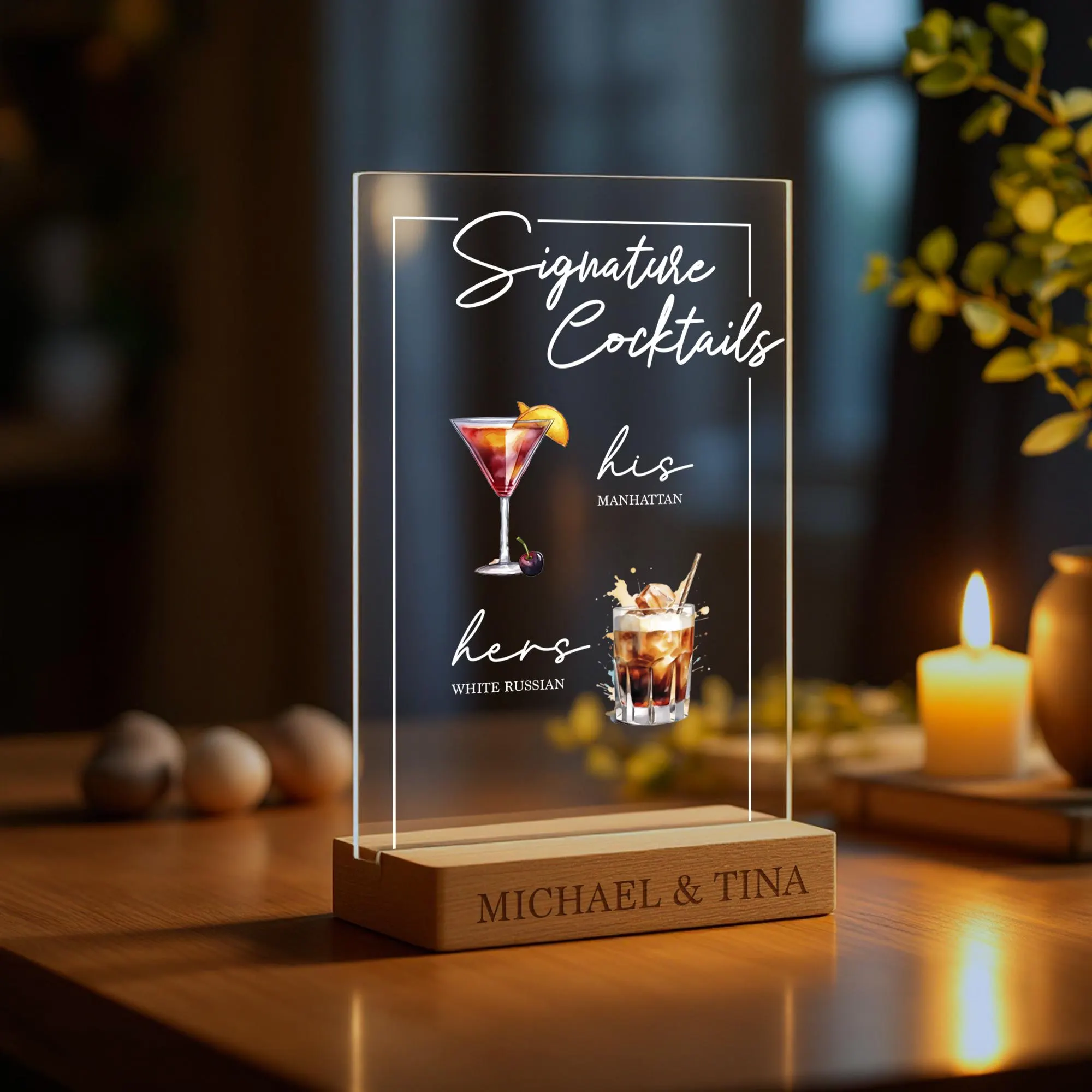 Personalized Bar Menu, Acrylic Cocktail Recipe Sign, Signature Cocktail Ingredient Sign, Wedding Open Bar Menu Sign, Custom Cocktail List - image 2