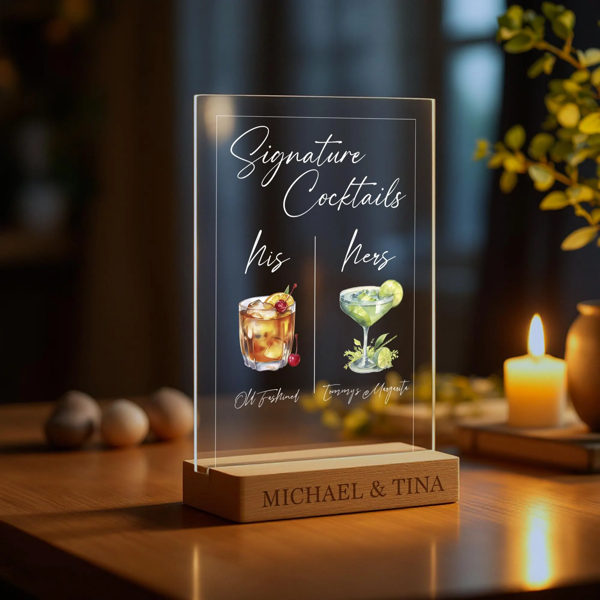 Personalized Bar Menu, Acrylic Cocktail Recipe Sign, Signature Cocktail Ingredient Sign, Wedding Open Bar Menu Sign, Custom Cocktail List - image 3