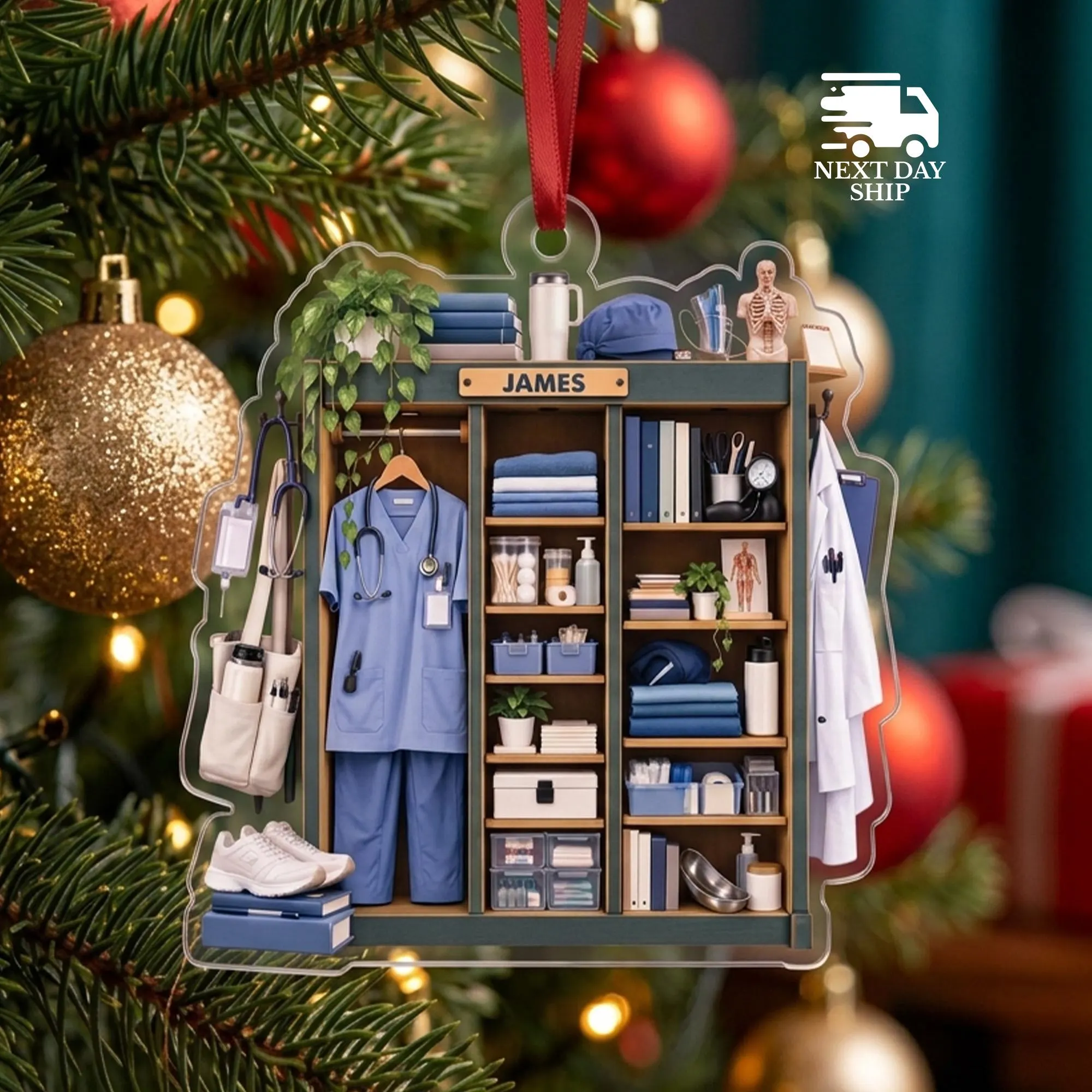 Personalized Doctor Wardrobe Christmas Ornament, Custom Name Closet Ornament, Healthcare Worker Ornament, Medical Worker Christmas Keepsake - image 3