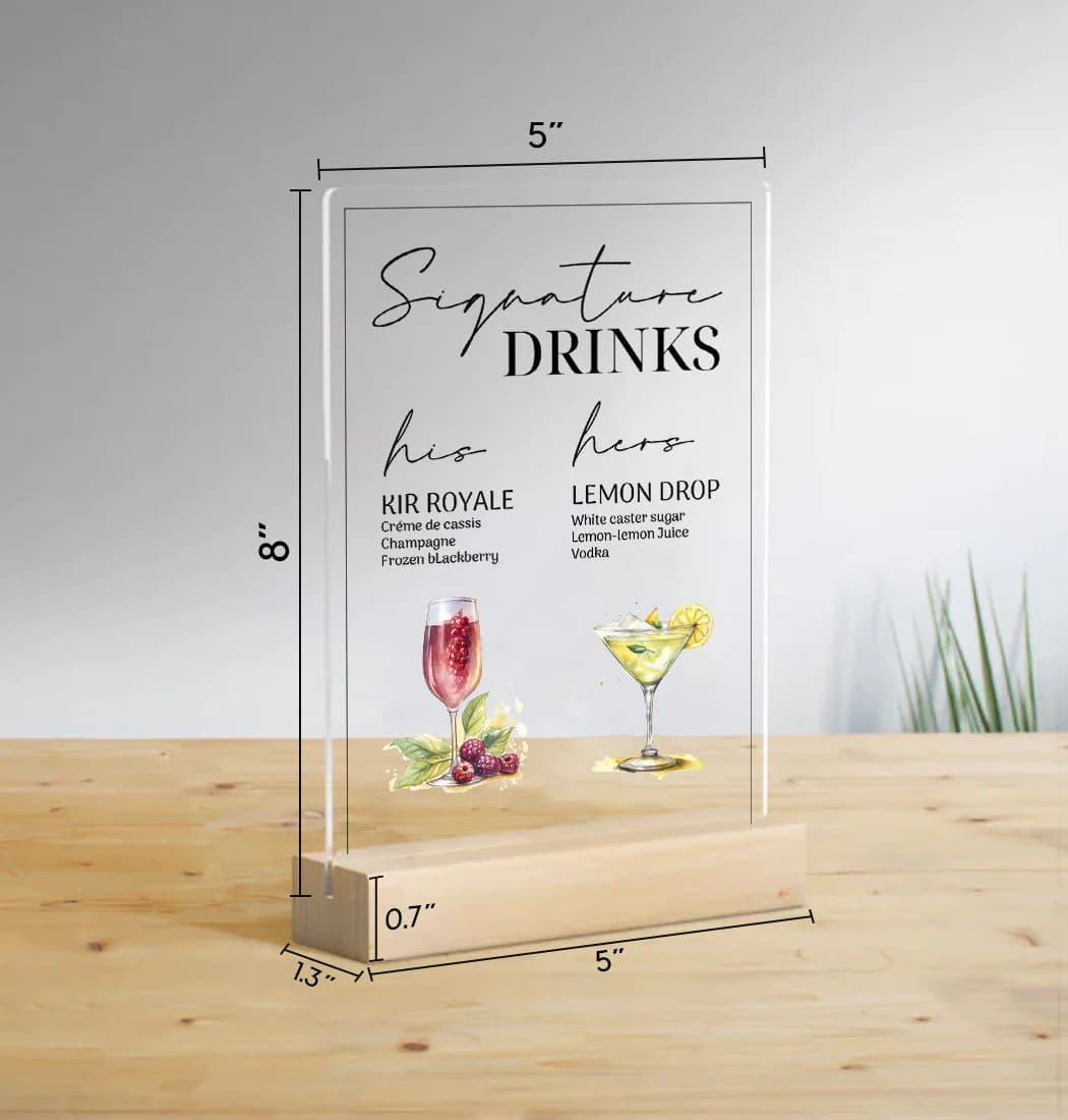 Personalized Bar Menu, Acrylic Cocktail Recipe Sign, Signature Cocktail Ingredient Sign, Wedding Open Bar Menu Sign, Custom Cocktail List - image 4