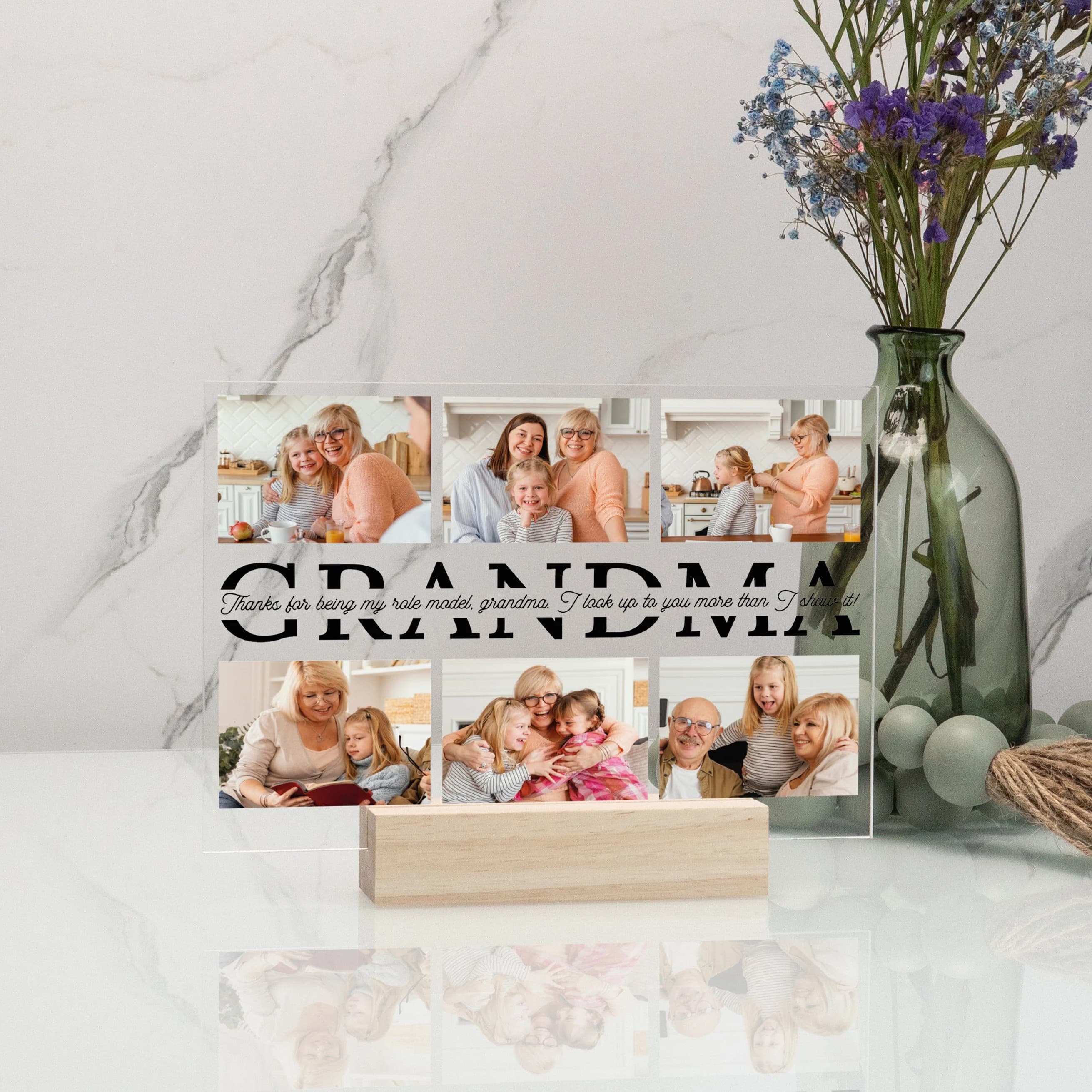 Grandma Picture Display, Gift For Grandma, Custom Picture Collage Plaque, Gift For Mom, Memorial Gift, Birthday Gift, Personalized Text Sign