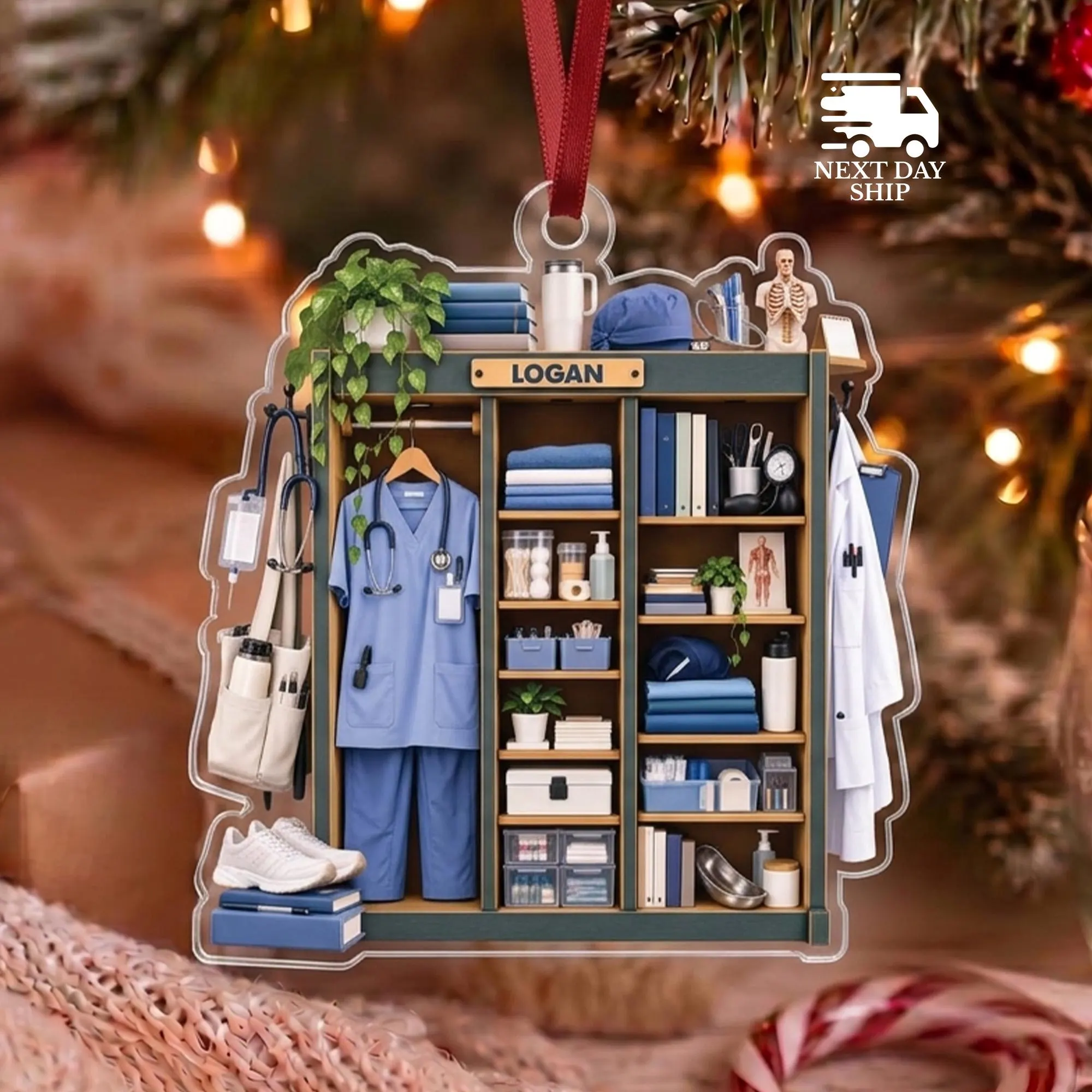 Personalized Doctor Wardrobe Christmas Ornament, Custom Name Closet Ornament, Healthcare Worker Ornament, Medical Worker Christmas Keepsake - image 4
