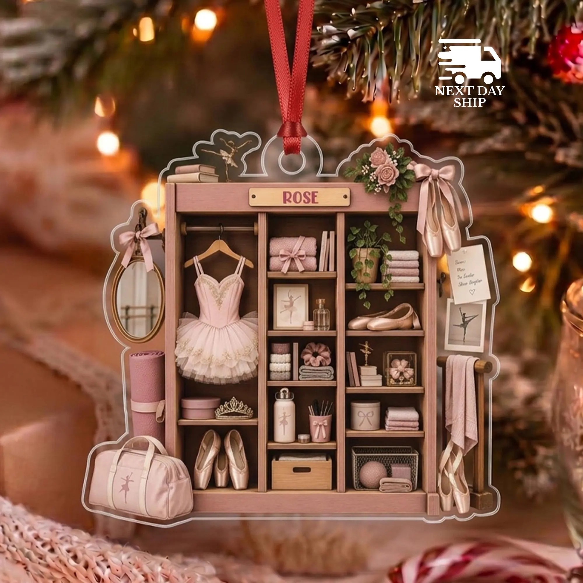 Personalized Ballerina Closet Christmas Ornament, Custom Name Ballet Dancer Ornament, Little Girl Dance Keepsake Gift, Ballet Recital Gift - image 3