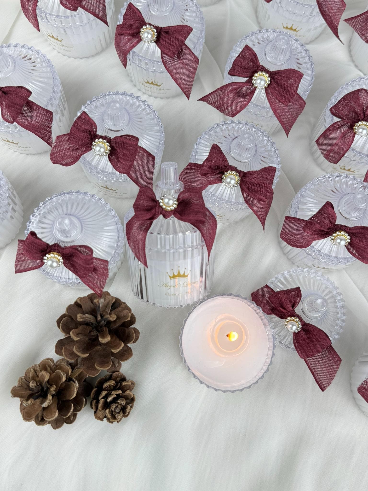 Burgundy Gold Personalized Wedding Candle Favors, Candle Favors, Wedding Souvenir for Guests, Thank You Favor Bulk, Bridal Shower Favor - image 5