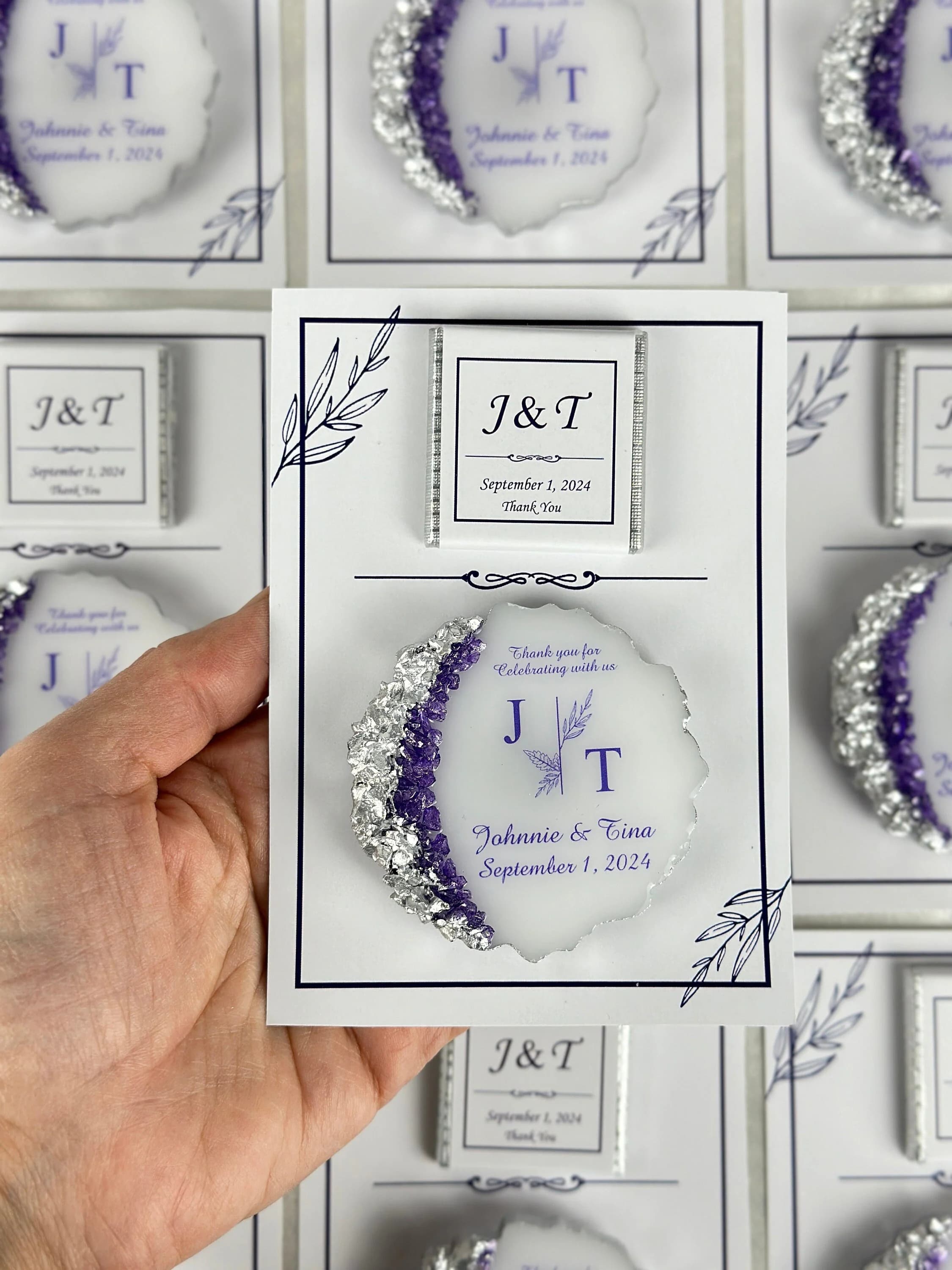 Personalized Epoxy Magnet And Chocolate Set, Save The Date, Wedding Luxury Guest Favor, Wedding Souvenir, Custom Wedding Chocolate