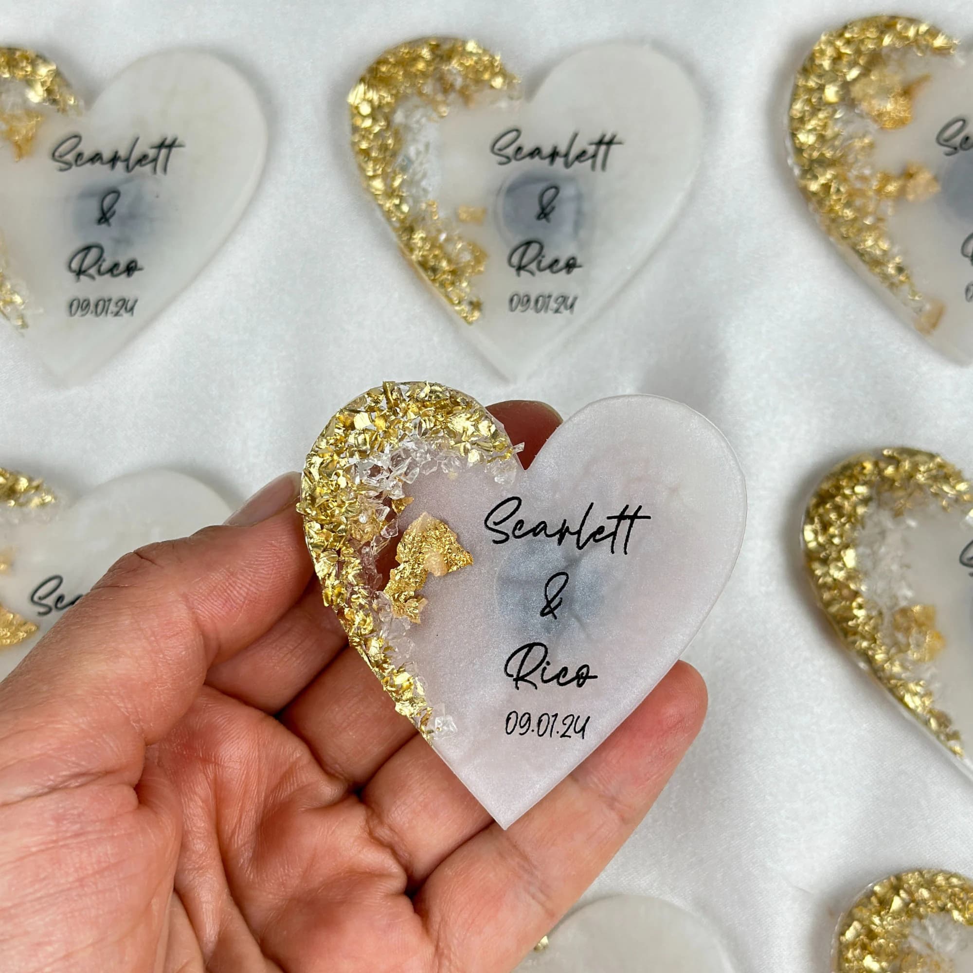 Personalized Heart Epoxy Magnet, Wedding Favor, Save The Date