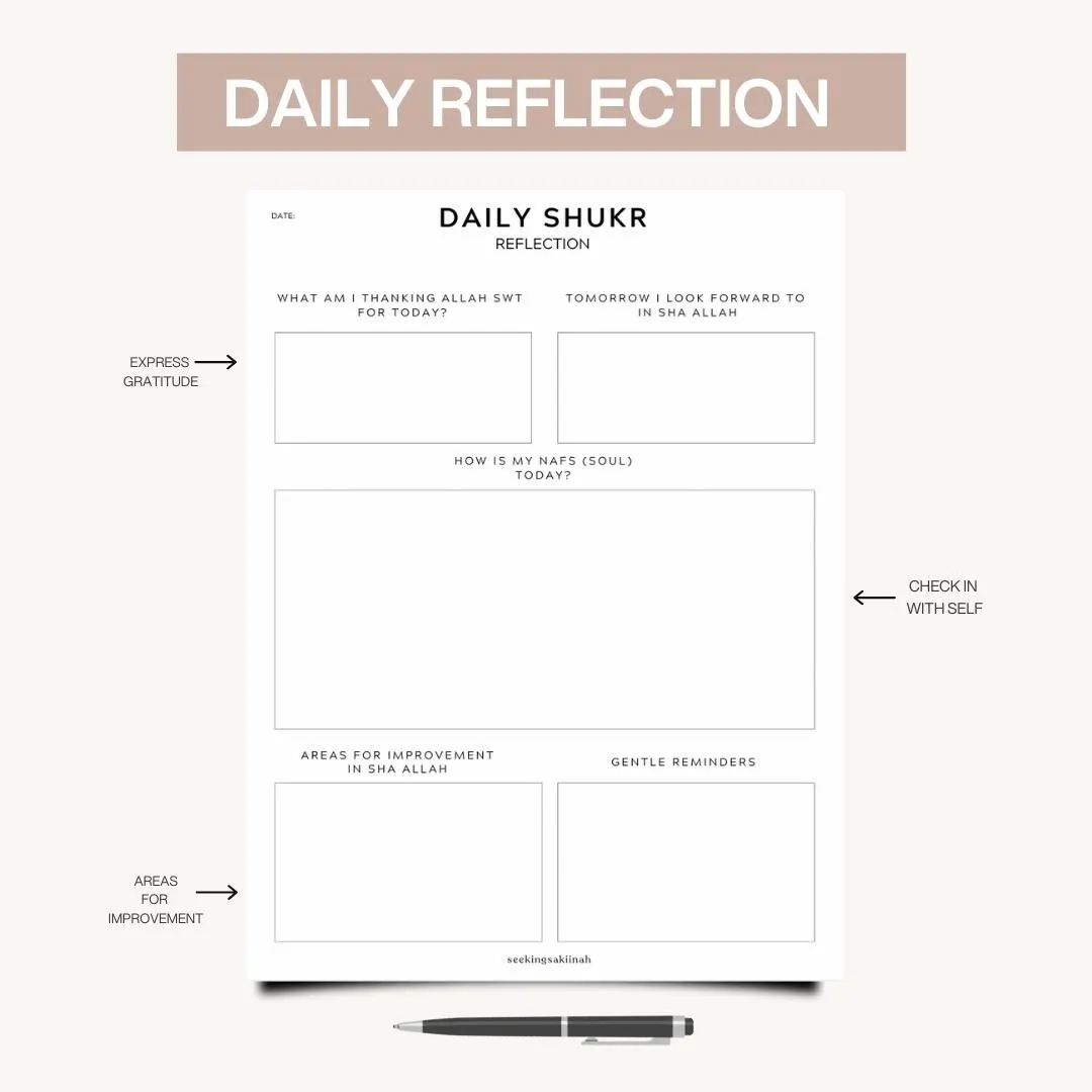 Islamic Productivity Planner: Minimalist Daily, Weekly Reflection (PDF Printables) - image 4