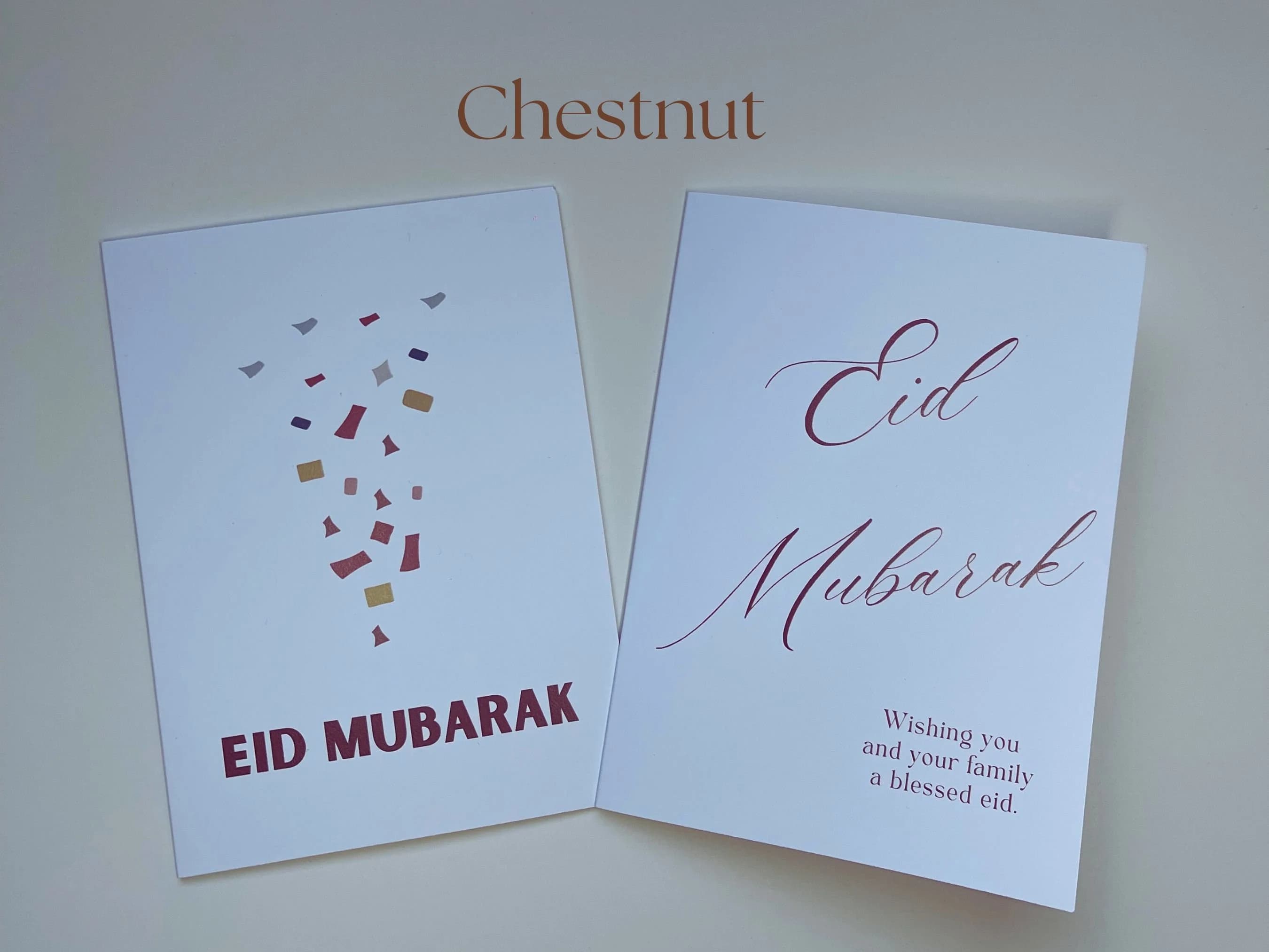 Minimalist Eid Mubarak Greeting Cards: Islamic Stationery Set of 2