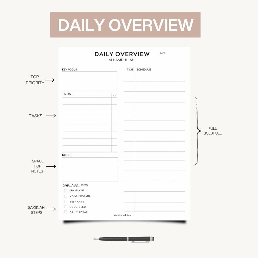 Islamic Productivity Planner: Minimalist Daily, Weekly Reflection (PDF Printables) - image 2