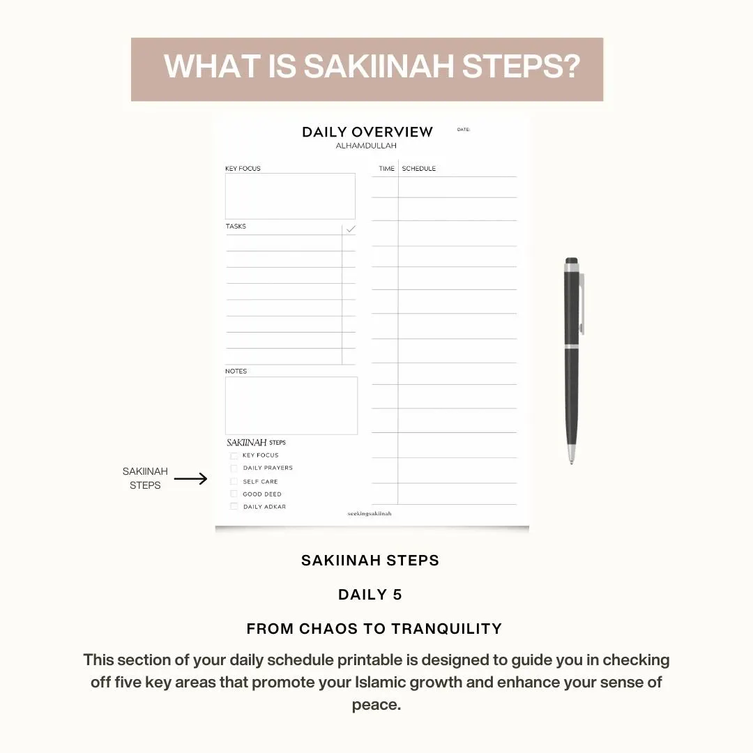 Islamic Productivity Planner: Minimalist Daily, Weekly Reflection (PDF Printables) - image 5