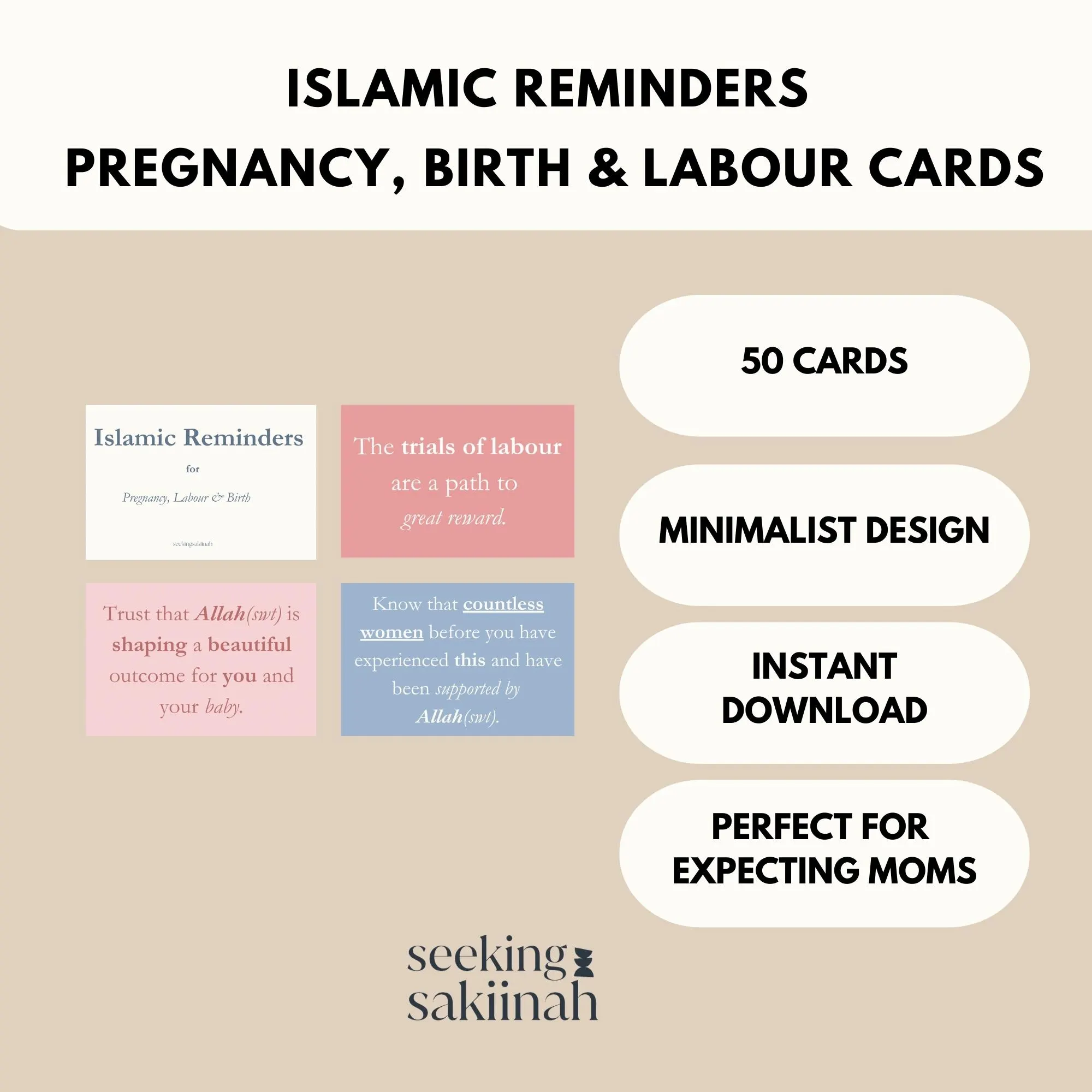 Islamic Pregnancy Reminders Cards: Muslim Birth Reminders (Instant Download) - image 4