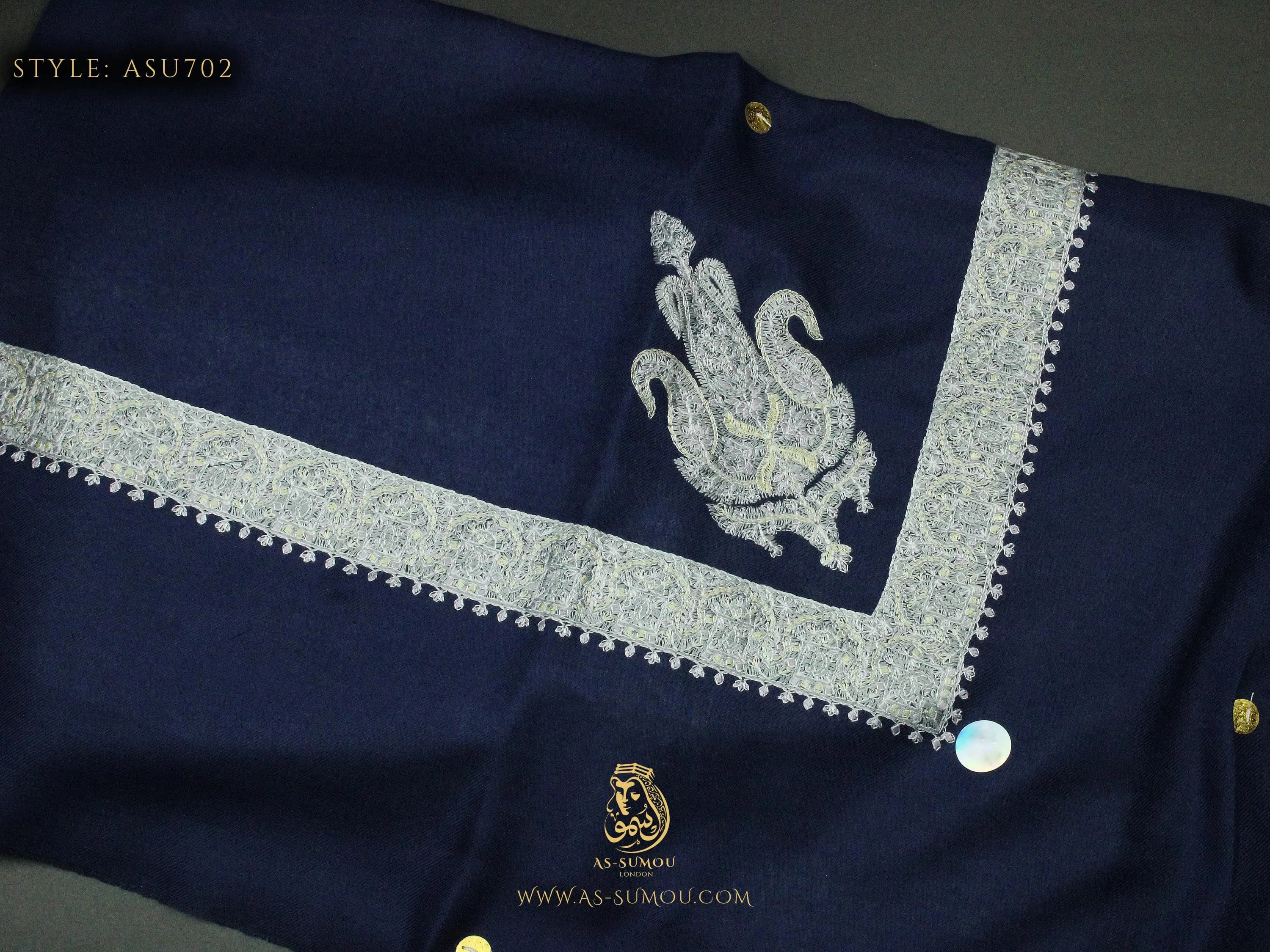 Amazing Navy Blue Colour Authentic Yemeni Shemagh Embroidery Scarf Amazing Keffiyeh Imamah Unique Islamic Arabic Attire Outfit - image 5