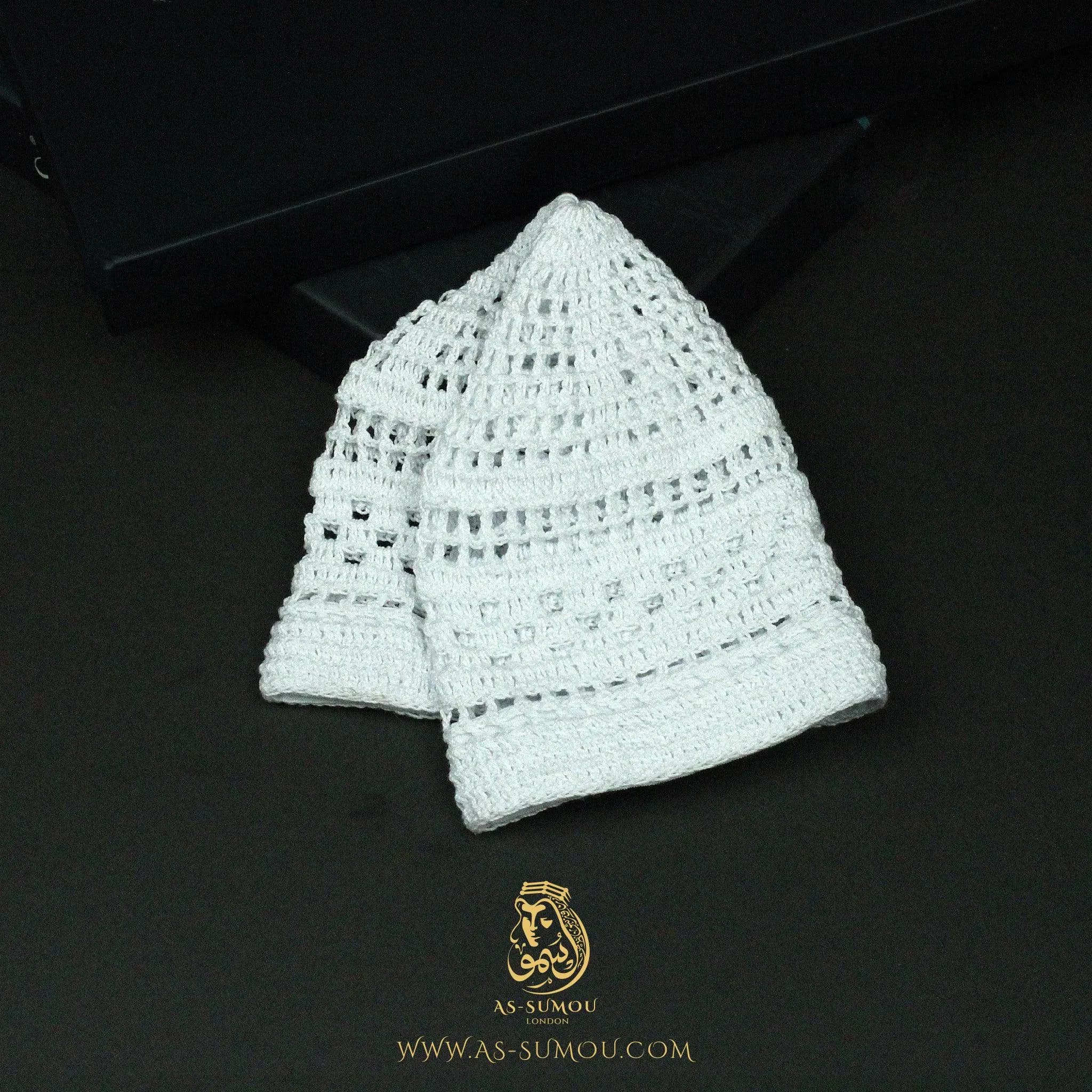 Premium Quality Soft Handmade White Kuwaiti Kufi With Elastic Border Khaleeji Arabian Style 100% Cotton AR24 - image 2