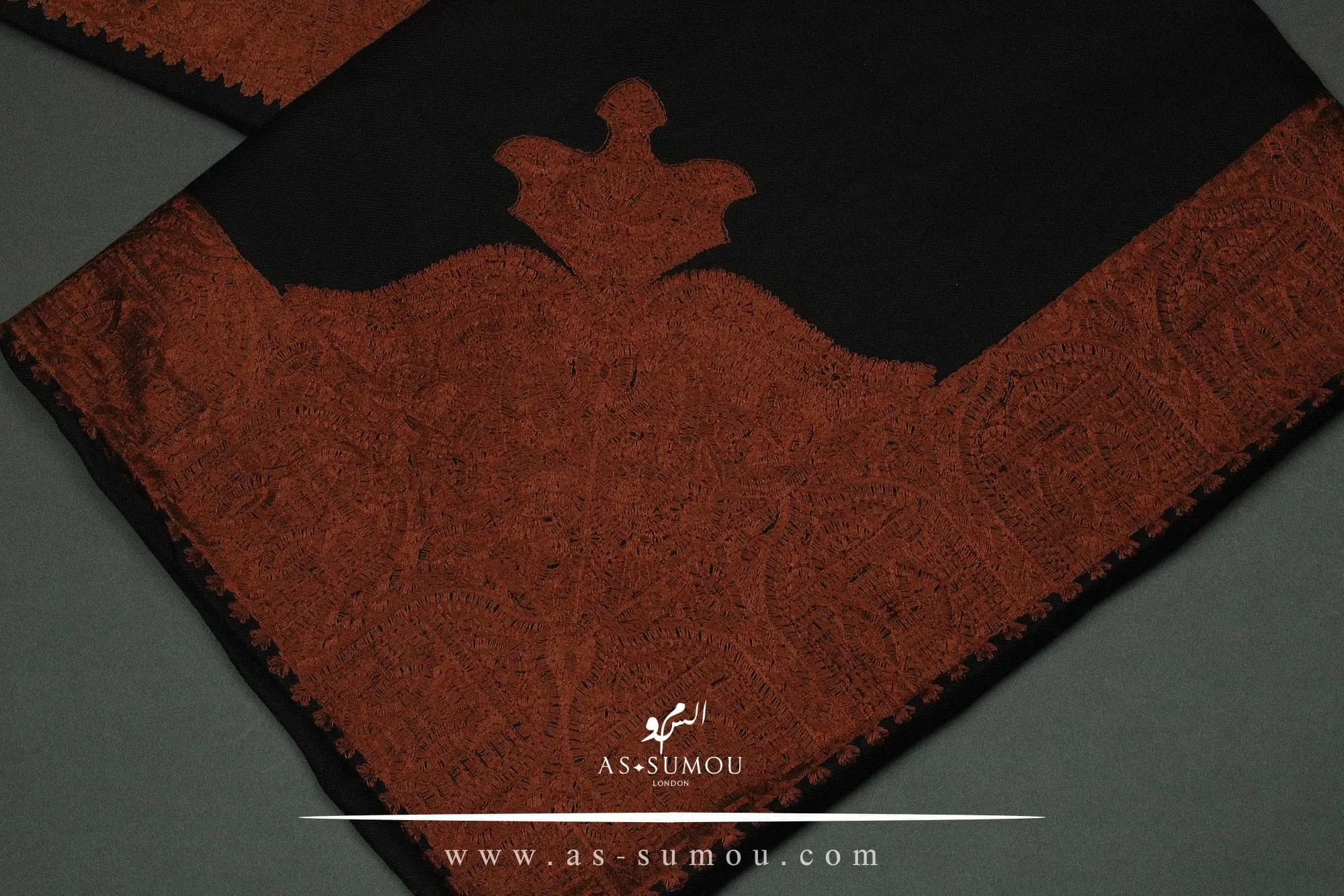 Authentic Black Yemeni Shemagh Embroidered Scarf Amazing Keffiyeh Imamah Massar Ghutra Mashada Islamic Arabic Attire Outfit ET8232