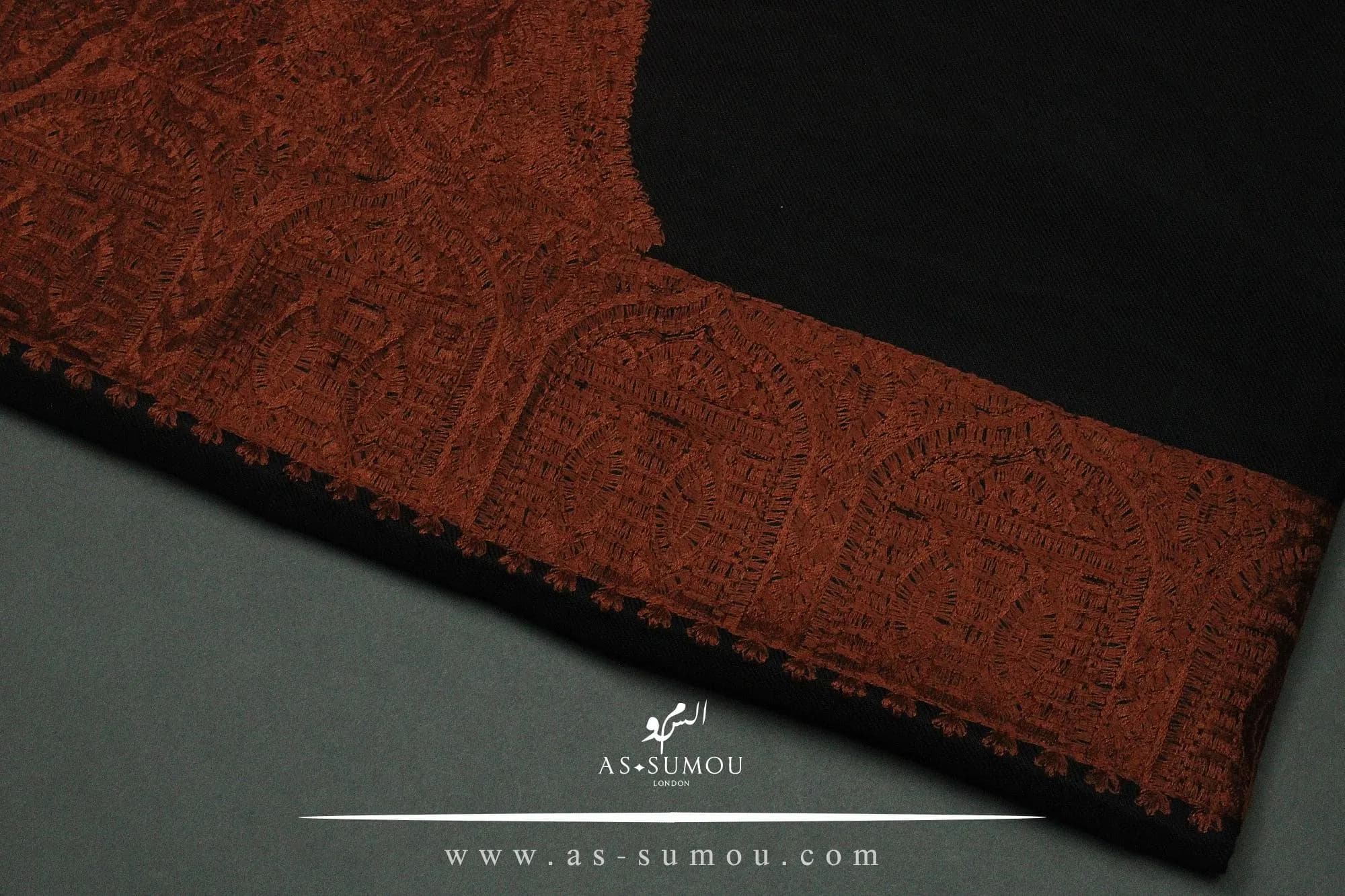 Authentic Black Yemeni Shemagh Embroidered Scarf Amazing Keffiyeh Imamah Massar Ghutra Mashada Islamic Arabic Attire Outfit ET8232 - image 2