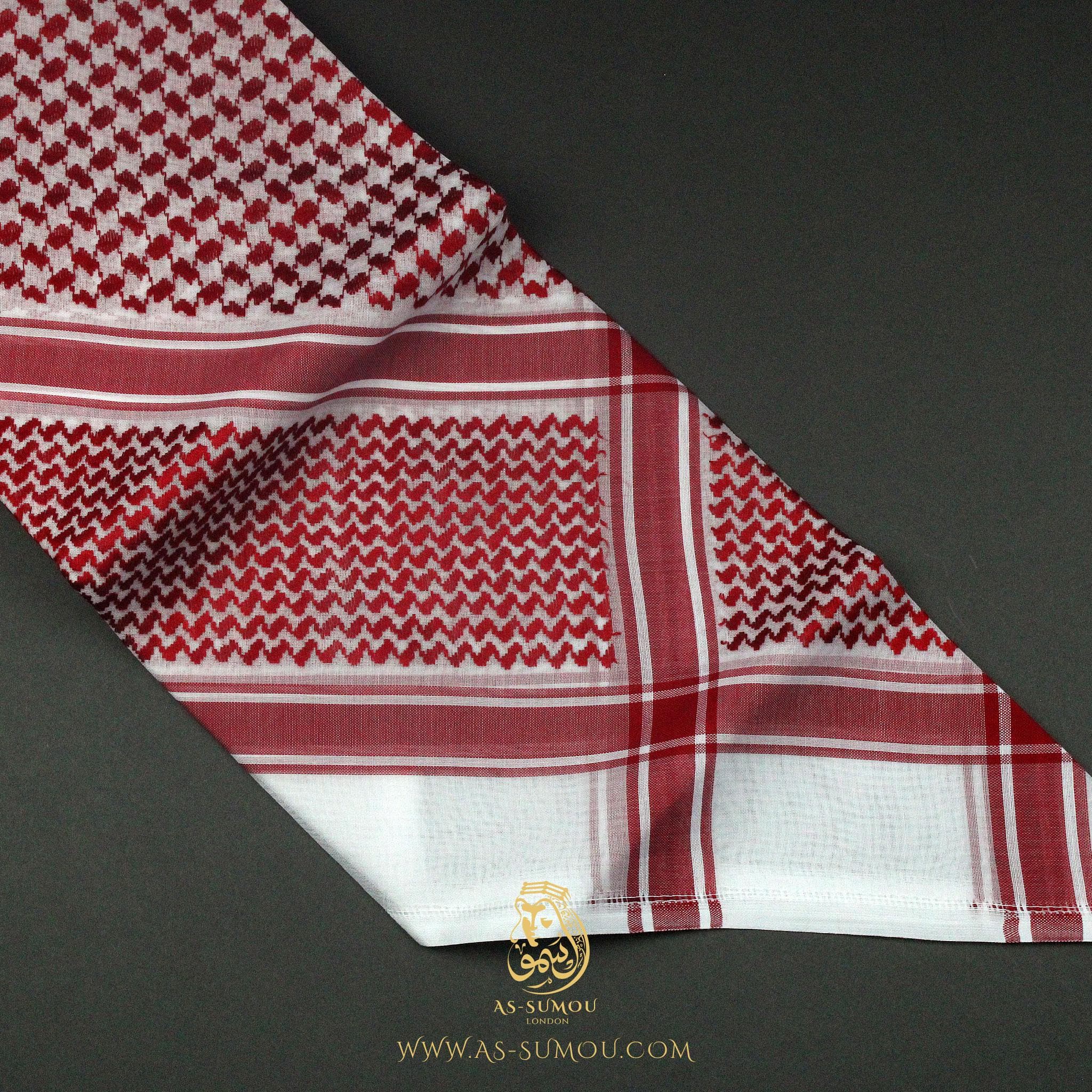 Very Rare Authentic Premium Dark Red and White Retro Style Saudi Shemagh Classic Scarf 100% Cotton Soft Keffiyeh Imamah Ghutra RS2 - image 3