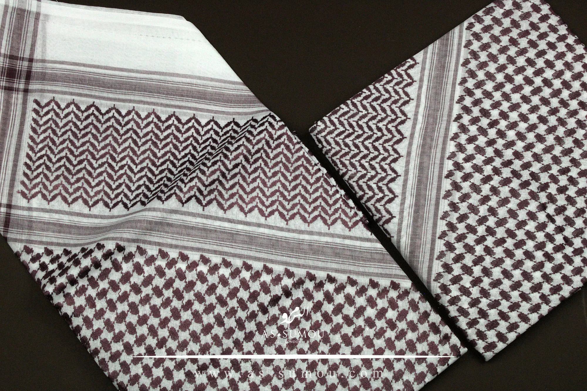 Rare Premium Maroon and White Saudi Shemagh Classic Scarf LightWeight Easy To Wear Keffiyeh Imamah Ghutra