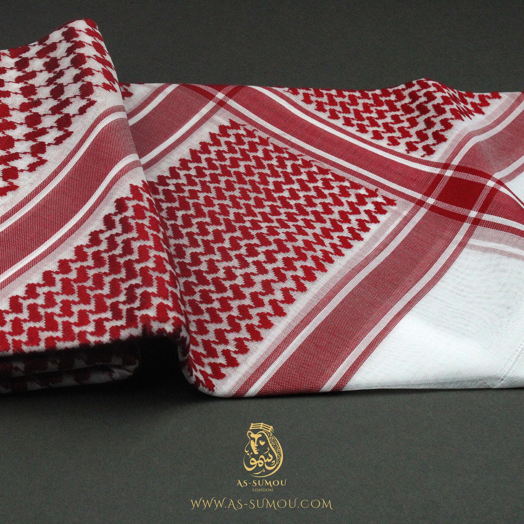 Very Rare Authentic Premium Dark Red and White Retro Style Saudi Shemagh Classic Scarf 100% Cotton Soft Keffiyeh Imamah Ghutra RS2 - image 4