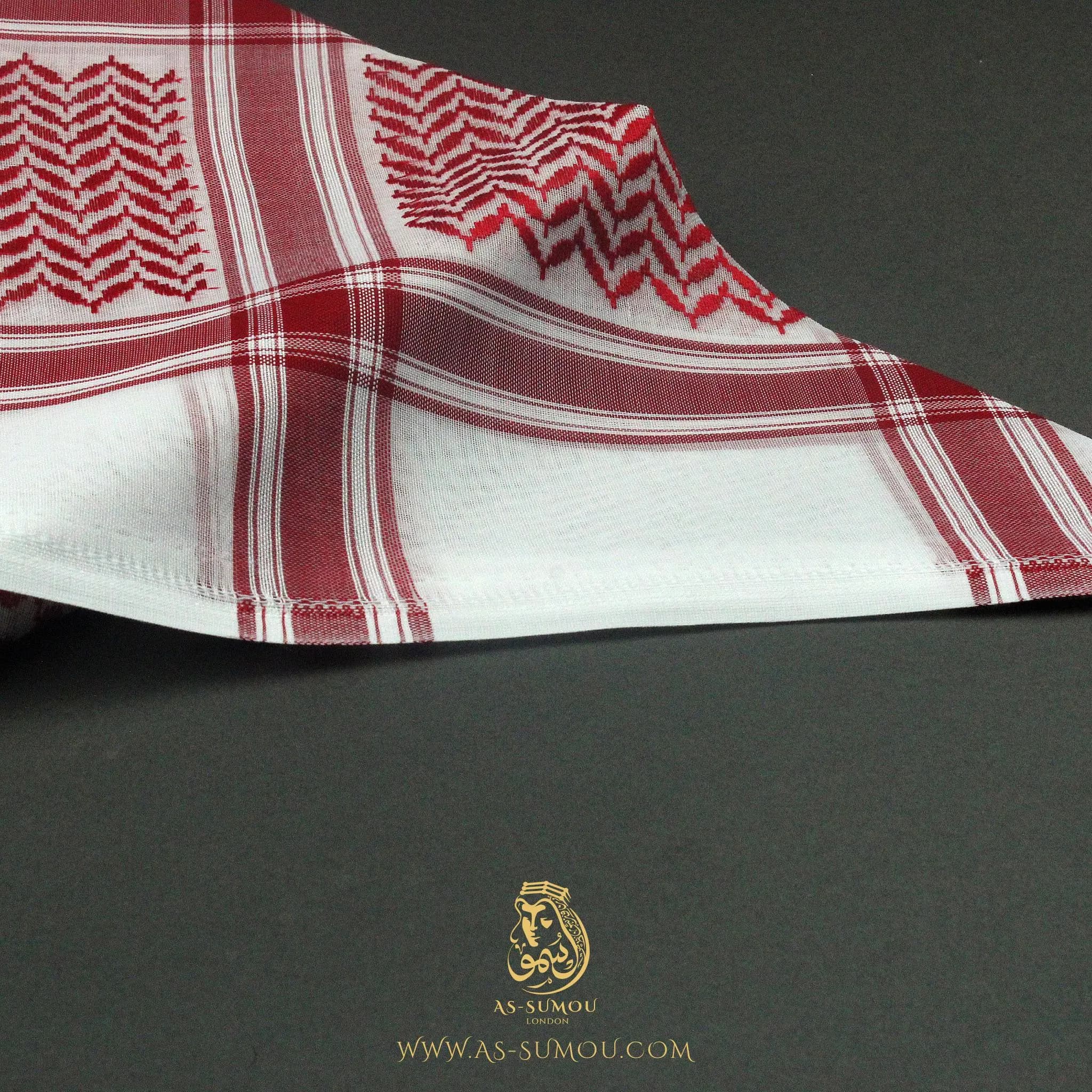 Very Rare Authentic Premium Dark Red and White Retro Style Saudi Shemagh Classic Scarf 100% Cotton Soft Keffiyeh Imamah Ghutra RS10 - image 5
