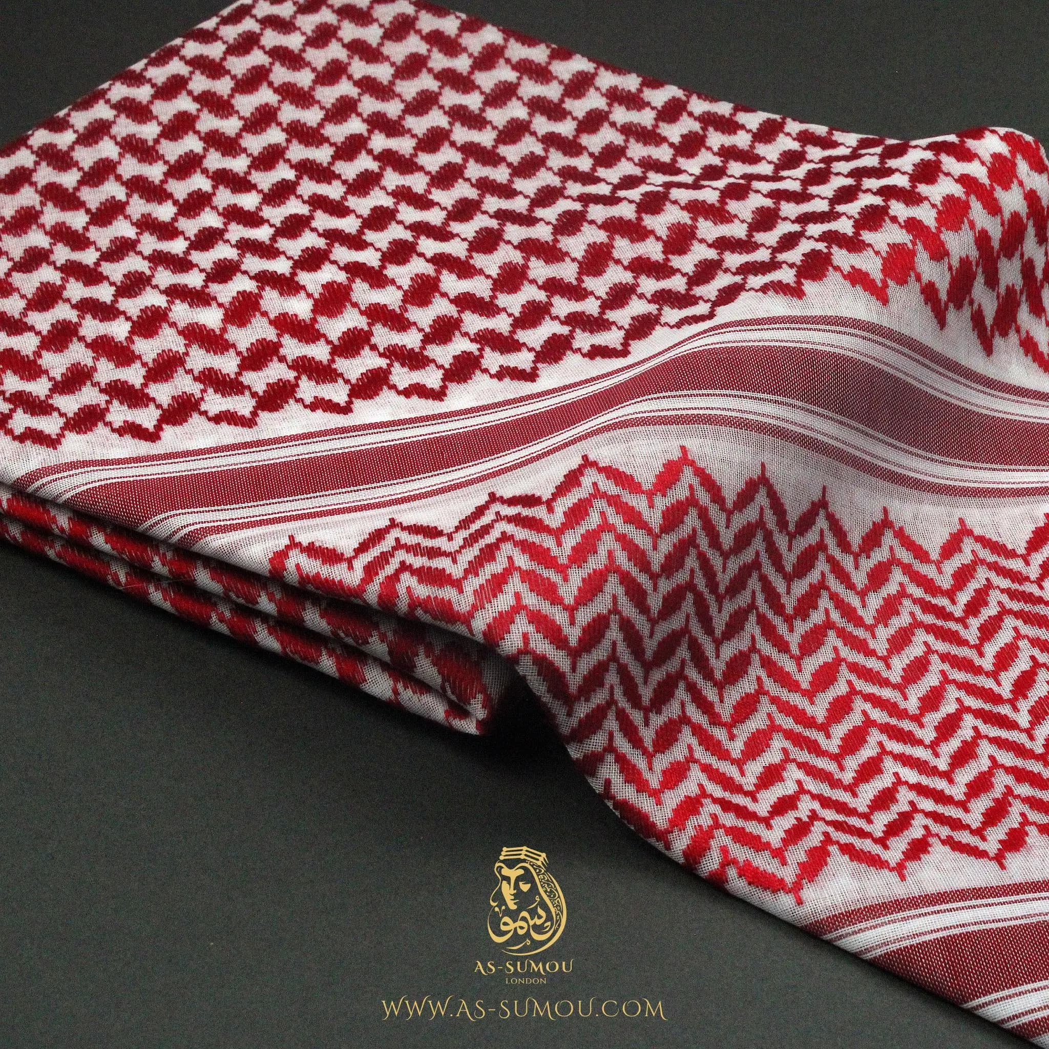 Very Rare Authentic Premium Dark Red and White Retro Style Saudi Shemagh Classic Scarf 100% Cotton Soft Keffiyeh Imamah Ghutra RS10 - image 4