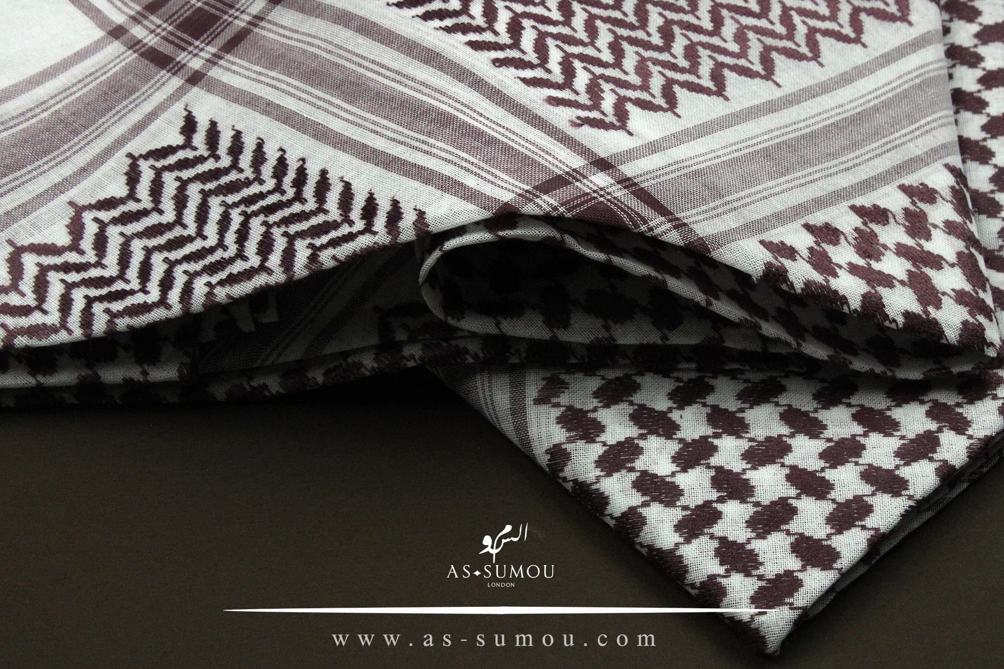 Rare Premium Maroon and White Saudi Shemagh Classic Scarf LightWeight Easy To Wear Keffiyeh Imamah Ghutra - image 4
