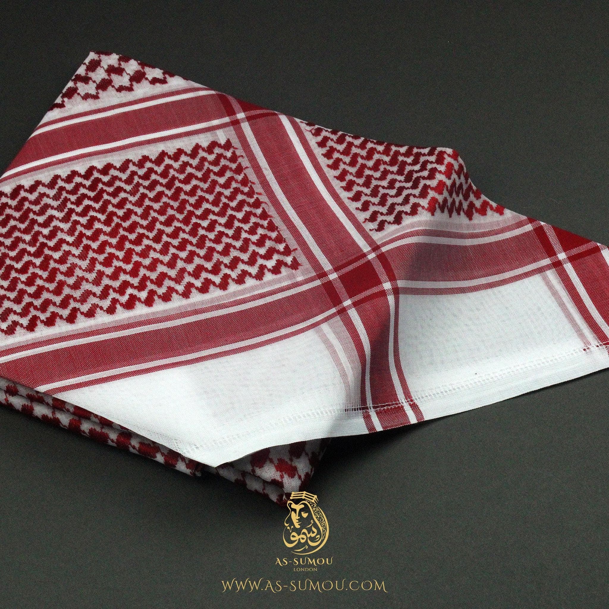 Very Rare Authentic Premium Dark Red and White Retro Style Saudi Shemagh Classic Scarf 100% Cotton Soft Keffiyeh Imamah Ghutra RS2