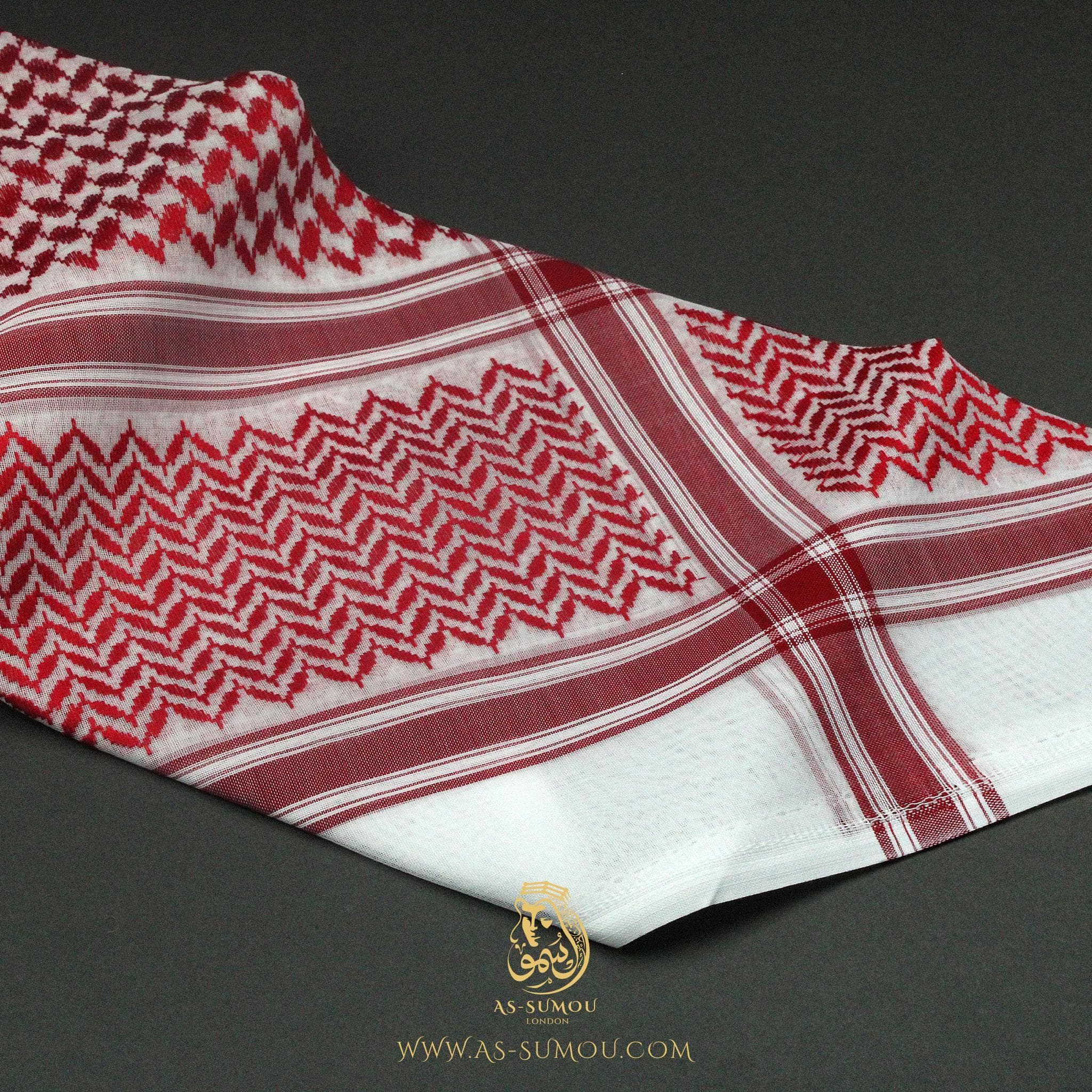 Very Rare Authentic Premium Dark Red and White Retro Style Saudi Shemagh Classic Scarf 100% Cotton Soft Keffiyeh Imamah Ghutra RS10 - image 2