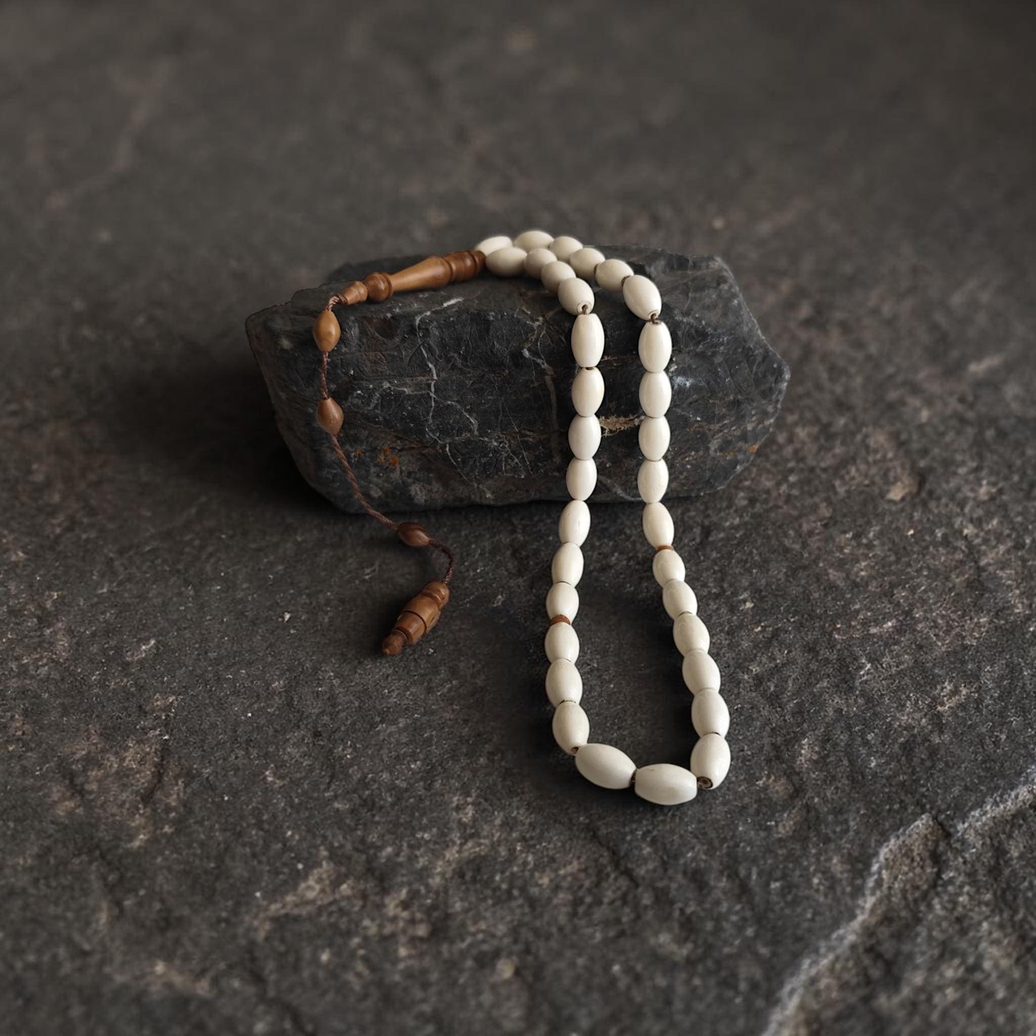 Tasbih 33 Beads, White Prayer Beads, Camel Bone Rosary, Misbah, Sibha, Muslim Chapelet, Islamic Gift, Stress Beads, Handmade Pray Beads