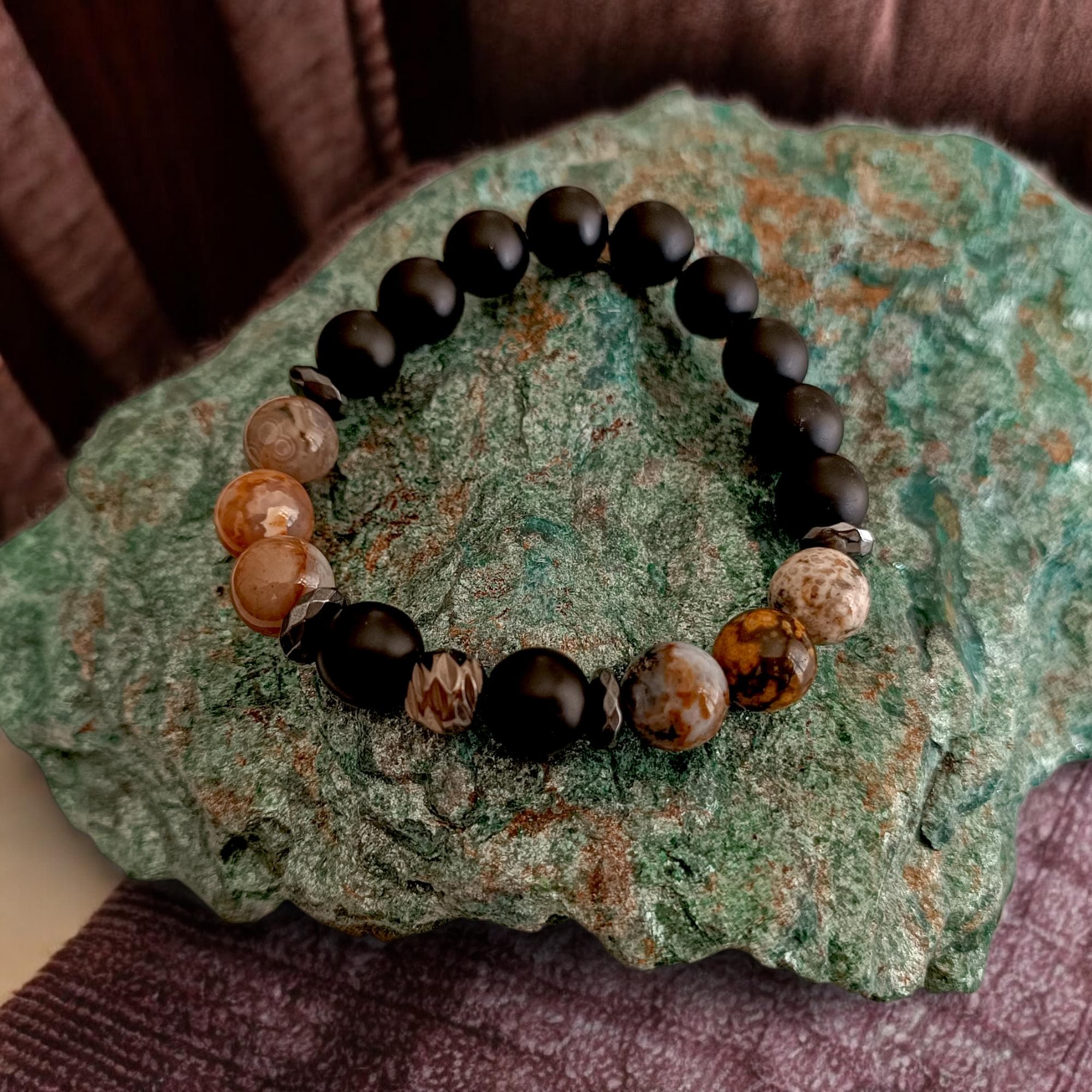 Bracelet for Women, Brown Gemstone Bracelet, Ocean Jasper Bracelet, Beaded Bracelet, Elastic Jewelry, Natural Stone Boyfriend Gift - image 5