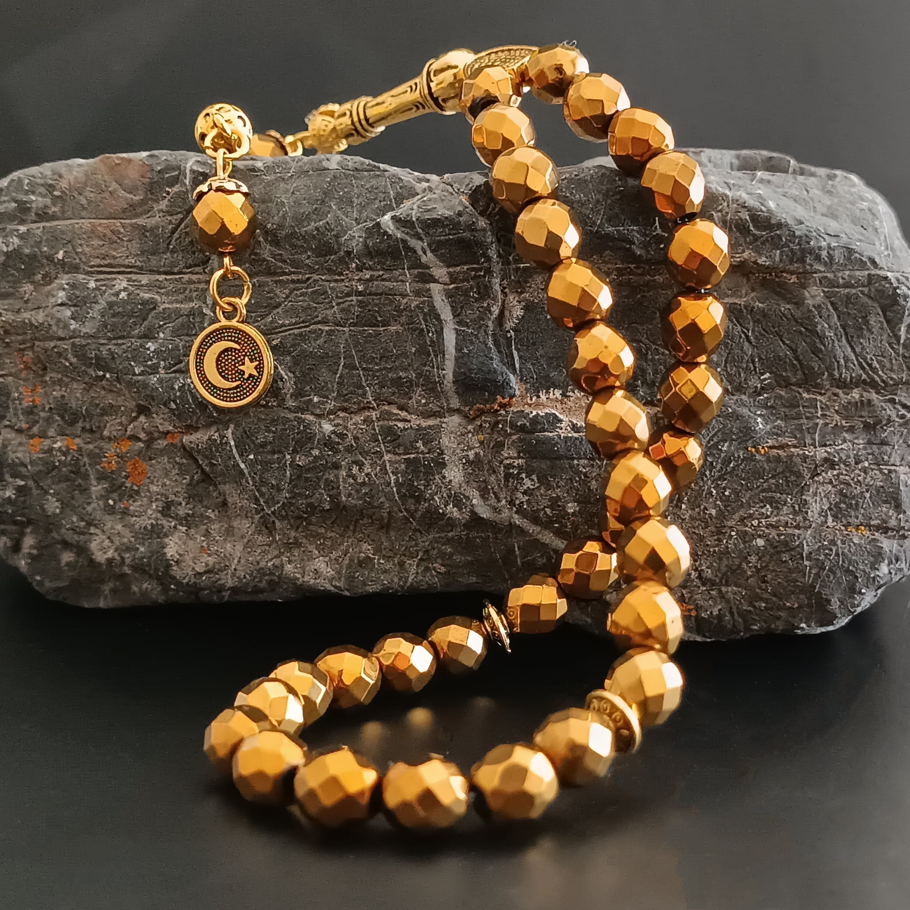 Gold Color Rosary, Tasbih 33 Beads, Metal Prayer Beads, Tasbeeh Personalized, Subha, Misbah, Worry Beads, Tasbih Gift, Islamic Gift, Dhikr - image 5