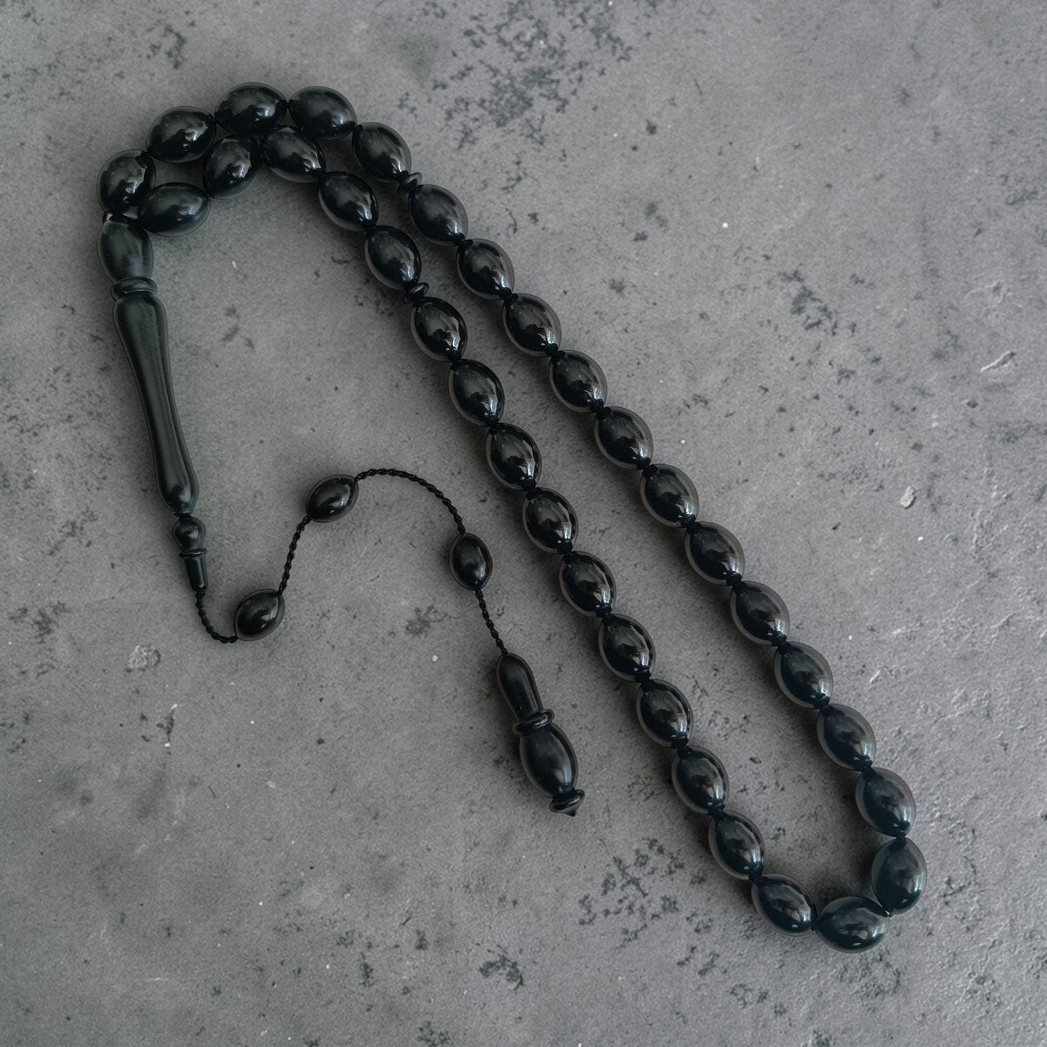 Bakelite Catalin Prayer Beads, Black Tasbih 33 - image 3