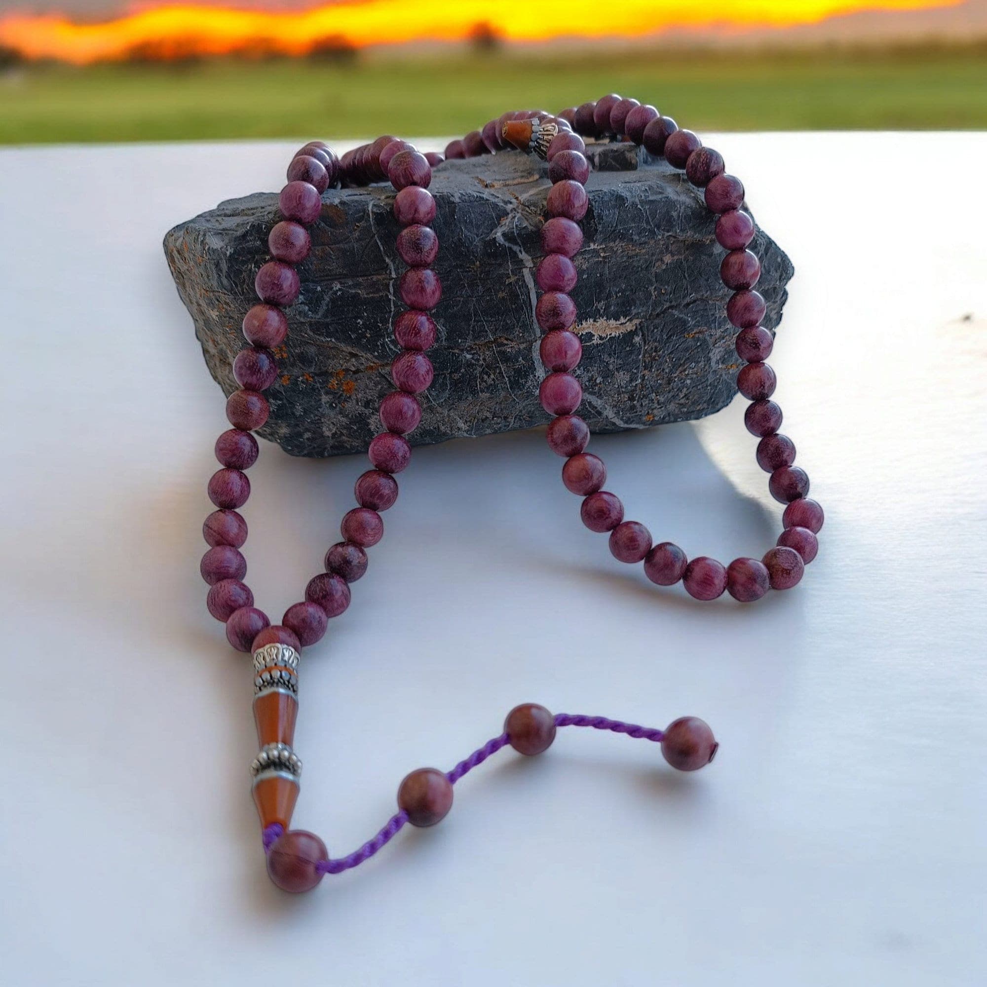 Islamic Rosary, Tasbih 99, Tree Prayer Beads, Rosewood Misbah, Rare Wood Tasbeeh, Handmade Subha, Gift for Muslim, Aromatic Wood Beads - image 5