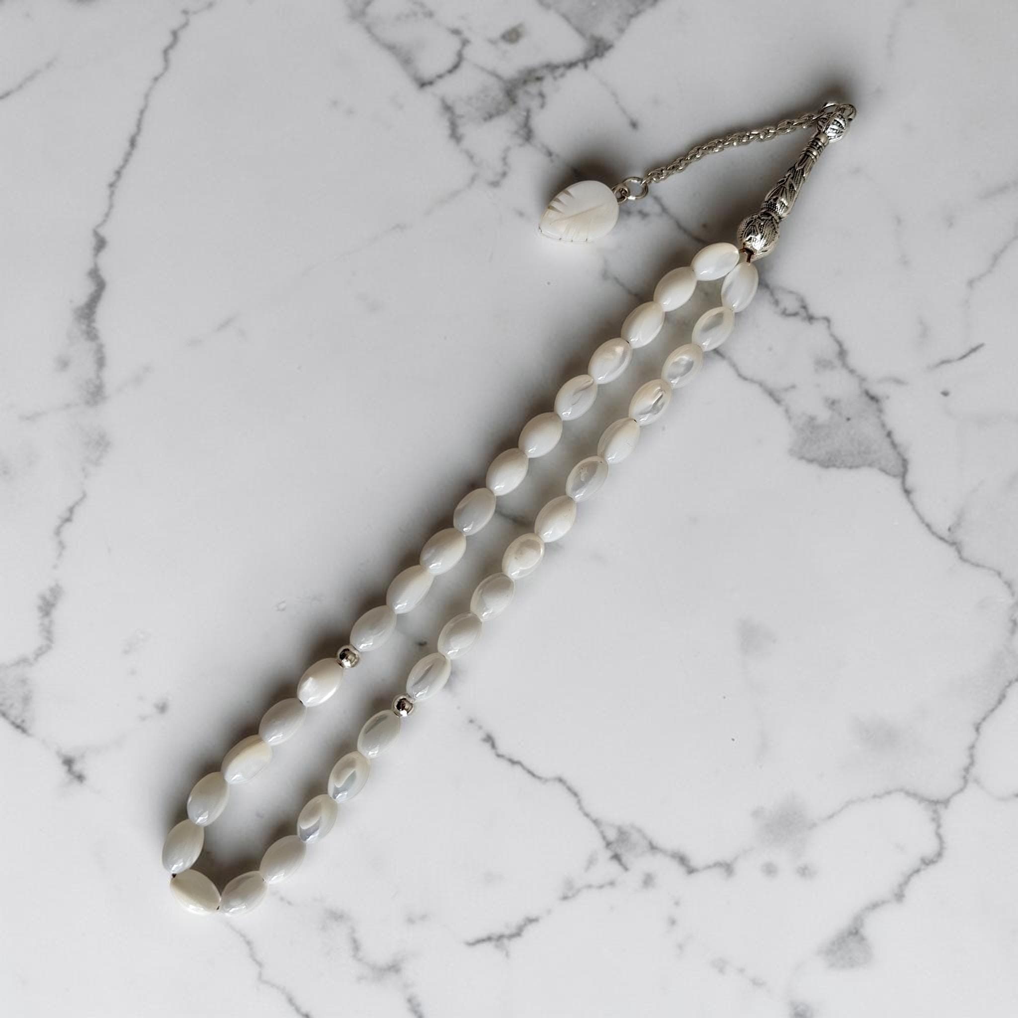 Handmade Mother of Pearl Beads for Pray, Tasbih 33 Beads, White Prayer Beads, Muslim Rosary, Personalized Tasbeeh, Misbah, Sibha, Dhikr - image 5
