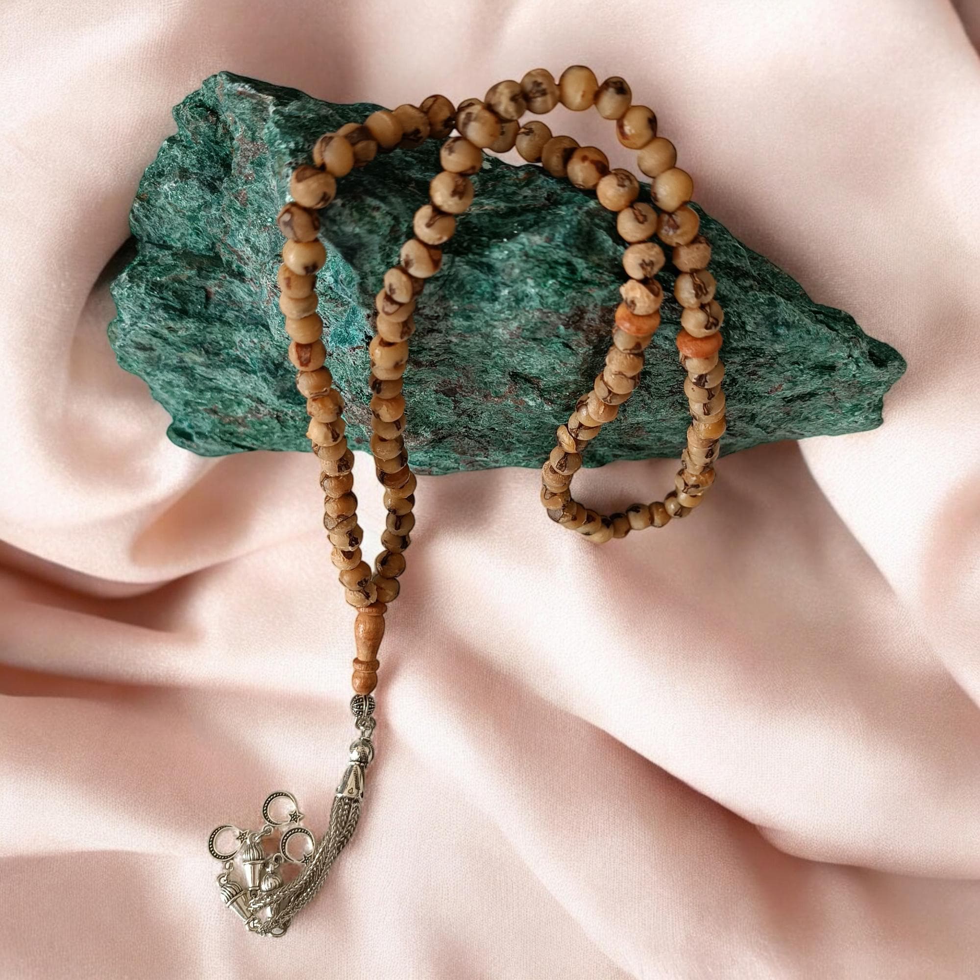 Date Seed Misbaha, Natural Rosary, Islamic Prayer Beads, Gift for Muslim, Tasbih 99 Beads, Worry Beads, Handcrafted Subha, Muslim Chapelet - image 5