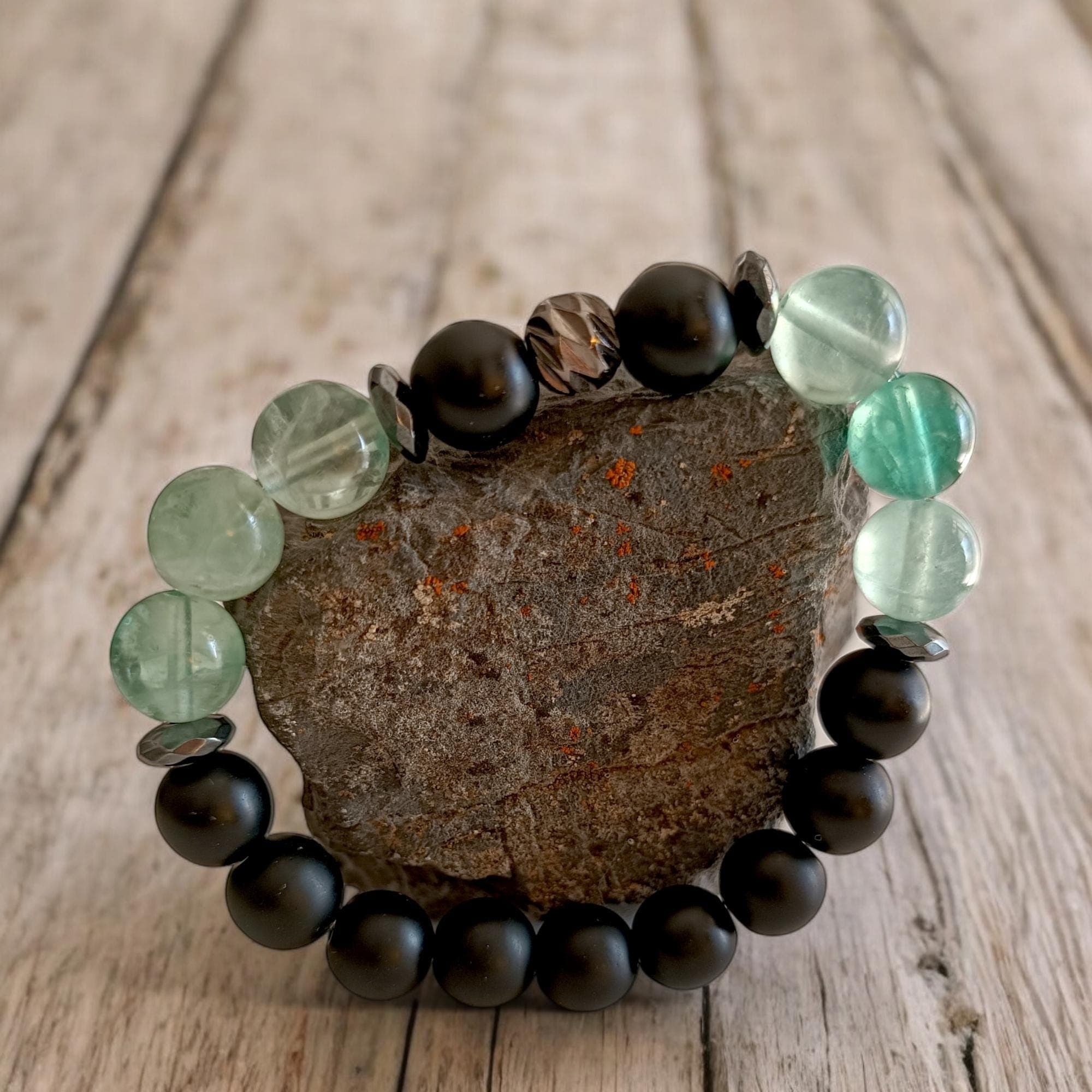 Fluorite Bracelet, 10mm Bracelet, Beaded Bracelet, Elastic Bracelet, Crystal Bracelet, Birthday Gift, Green Stone Bracelet, Men Bracelet