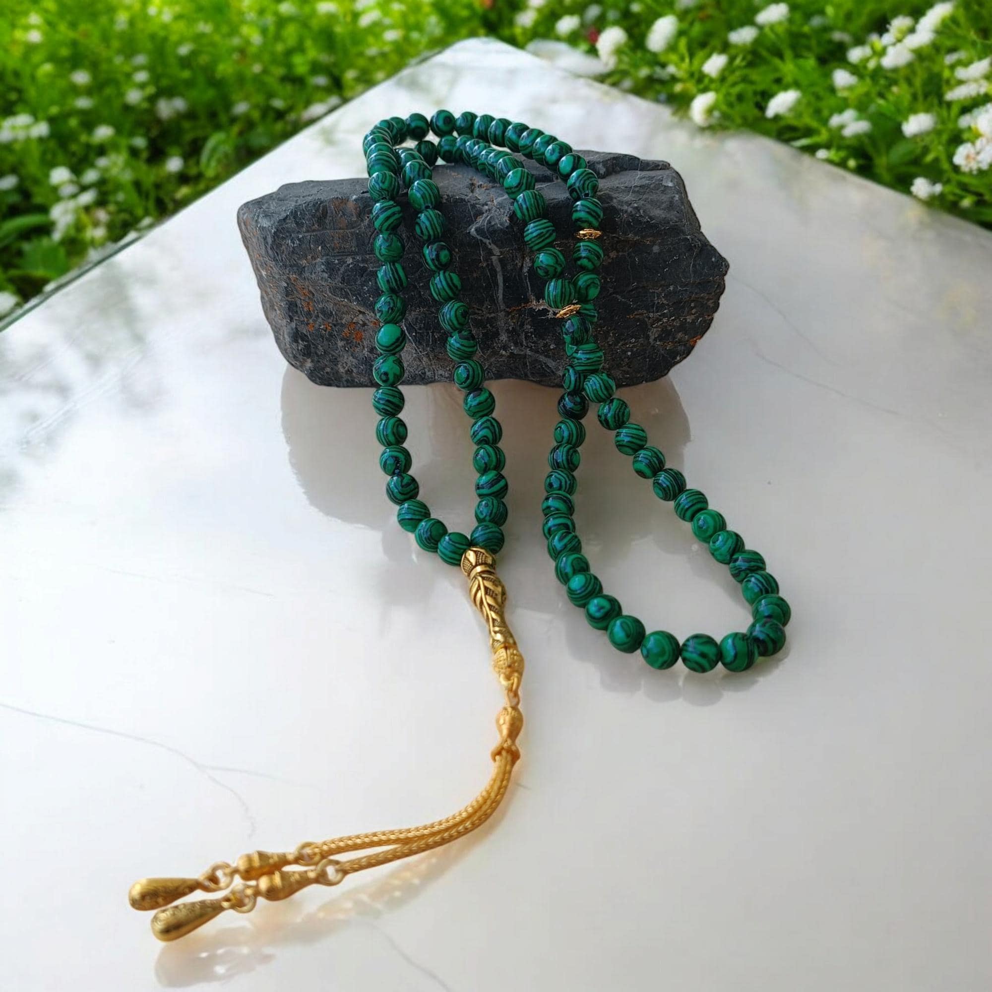 Green Gemstone Tasbih, Malachite Rosary, Green Prayer Beads, Tasbih 33, Muslim Rosary, Islamic Gift, Tasbeeh Gift, Masbaha, Malachite Sibha