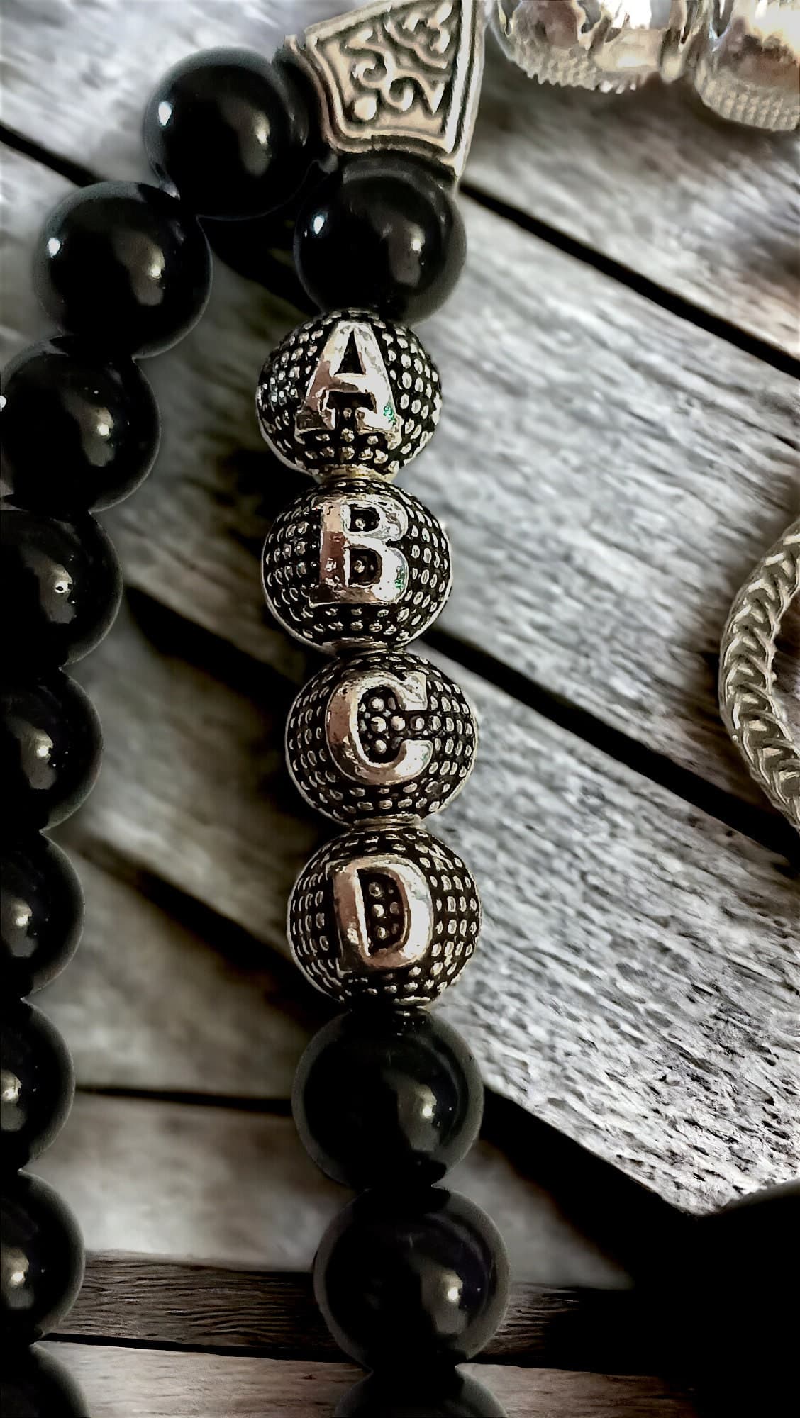 Personalizable Gemstone Rosary, Custom Agate Prayer Beads, Customizable Black Tasbih, 33 Beaded Name Tasbih, Islamic Gift, Tasbih Favor - image 3