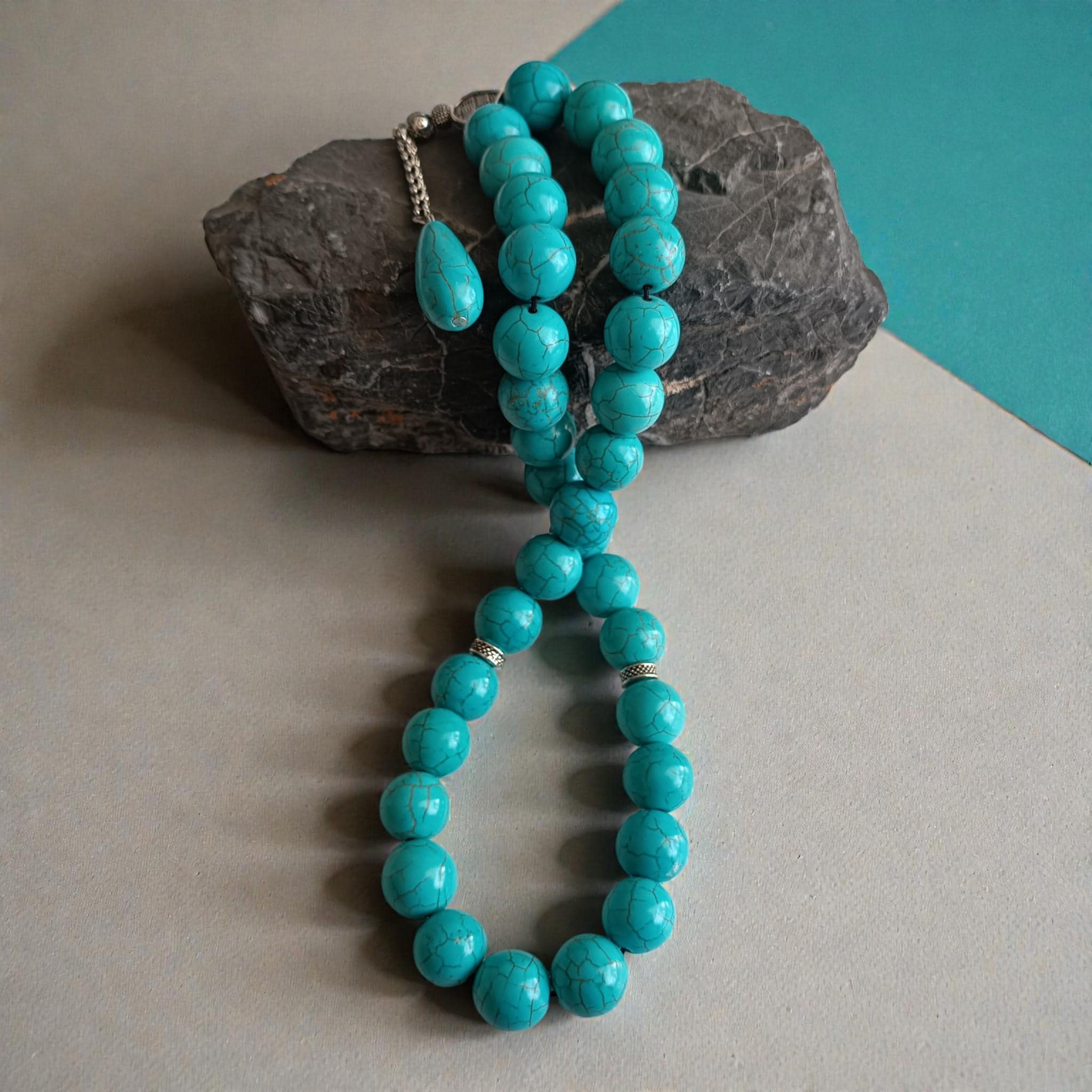 Turquoise Tasbih, Gemstone Tasbeeh, Tasbih 33, Large Rosary Beads, Big Prayer Beads, Sibha, Misbah, 14mm, Muslim Gift, Worry Beads, Dhikr - image 3
