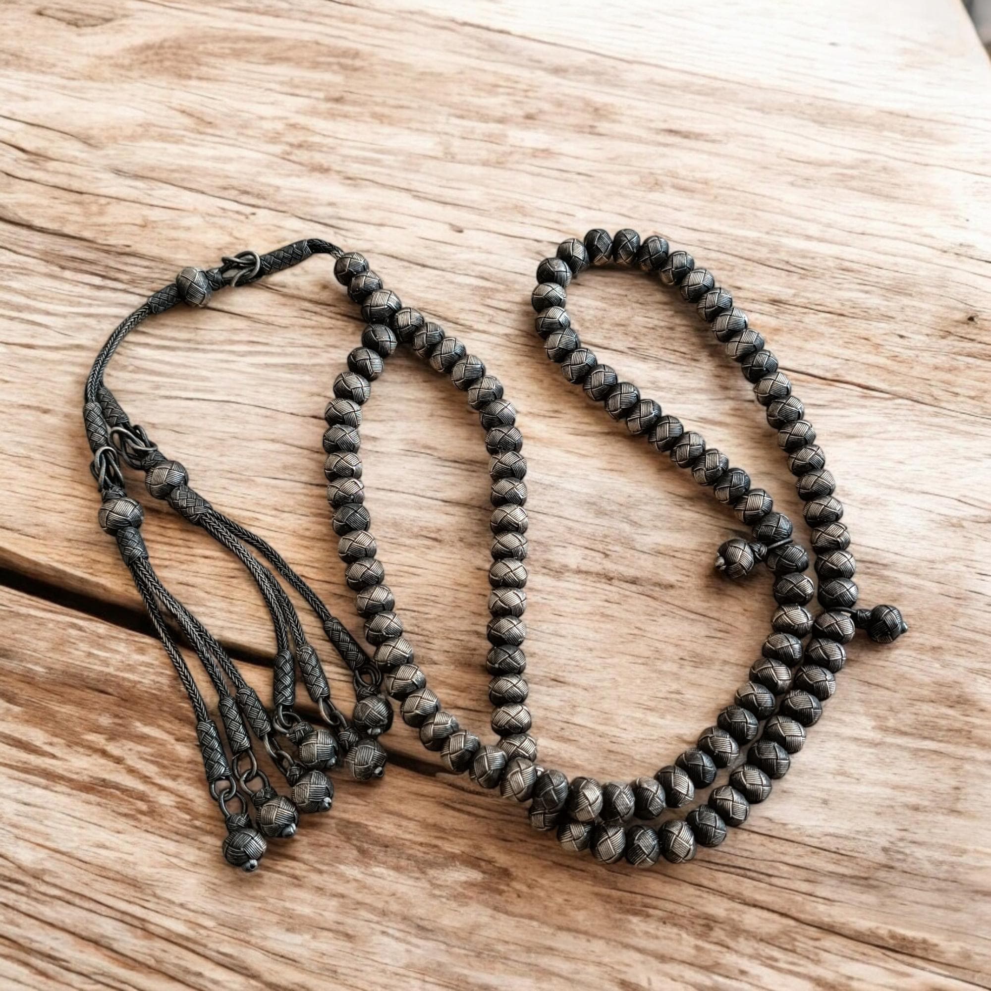 Silver Prayer Beads, Pure Silver 99 Beads Rosary, Muslim Gifts, 1000 Carat Silver Handmade Tasbih, Islamic Jewelry, Muslim Accessories - image 4